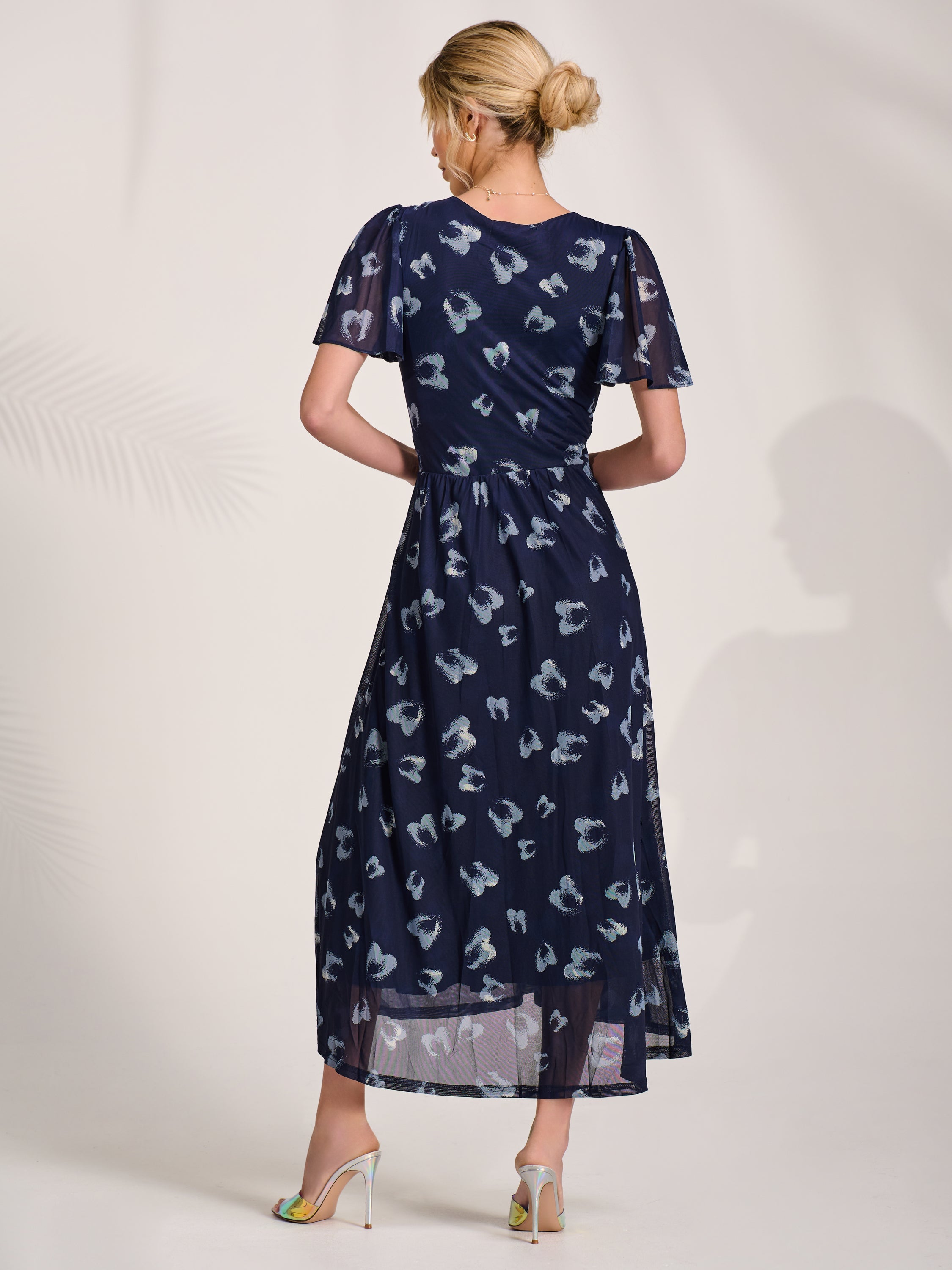 Mesh Short Sleeve Midaxi Dress Back View