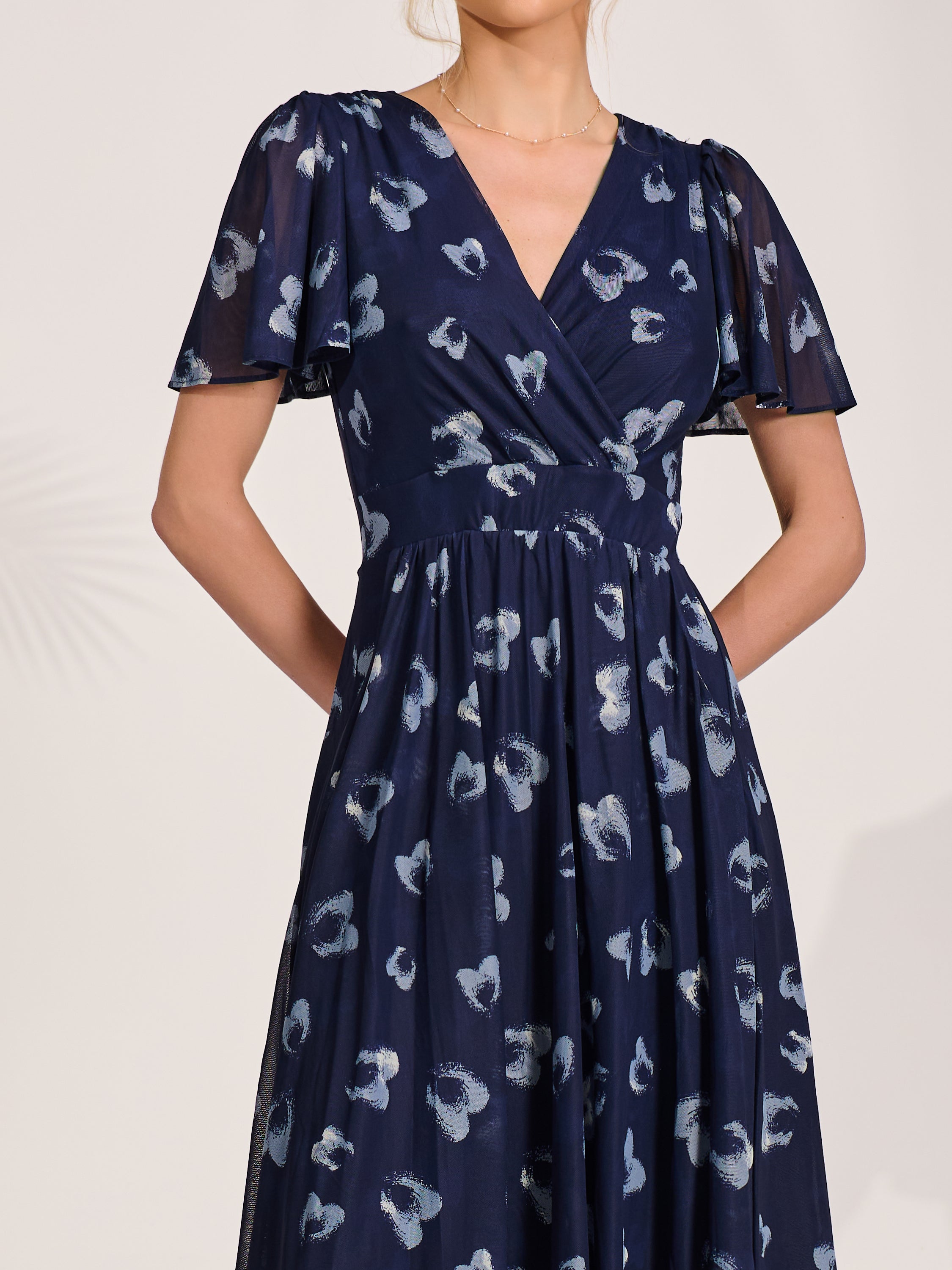 Mesh Short Sleeve Midaxi Dress Side View