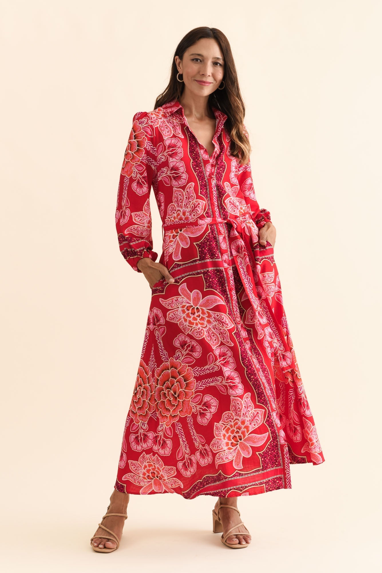 Blythe Red Floral Shirt Dress
