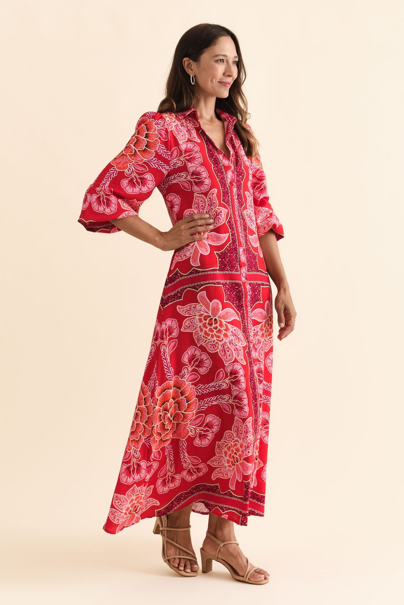 Blythe Red Floral Shirt Dress