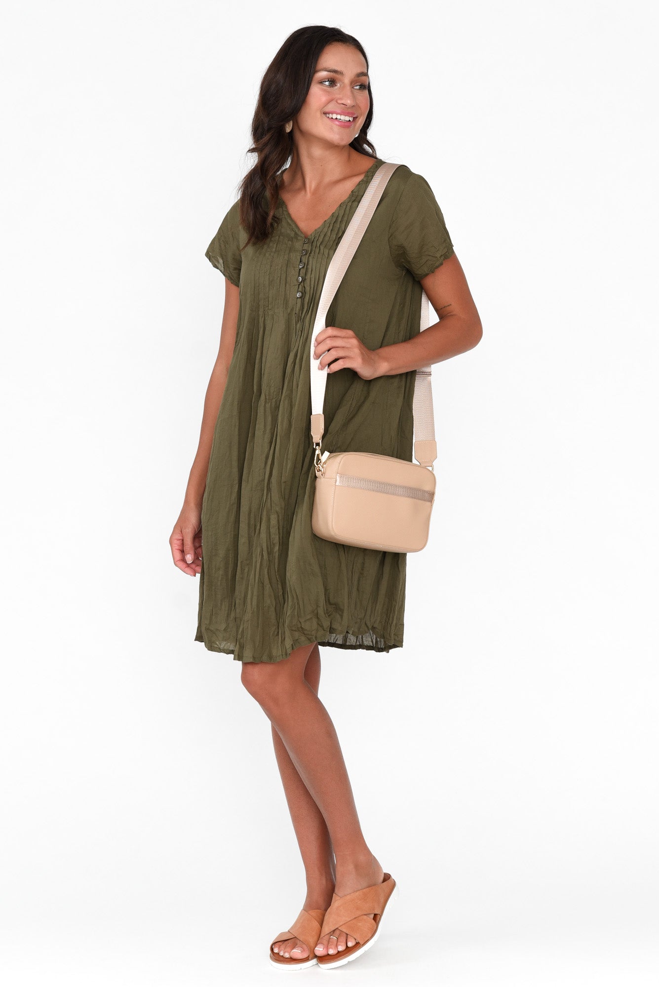 Sabina Sage Crinkle Cotton Dress