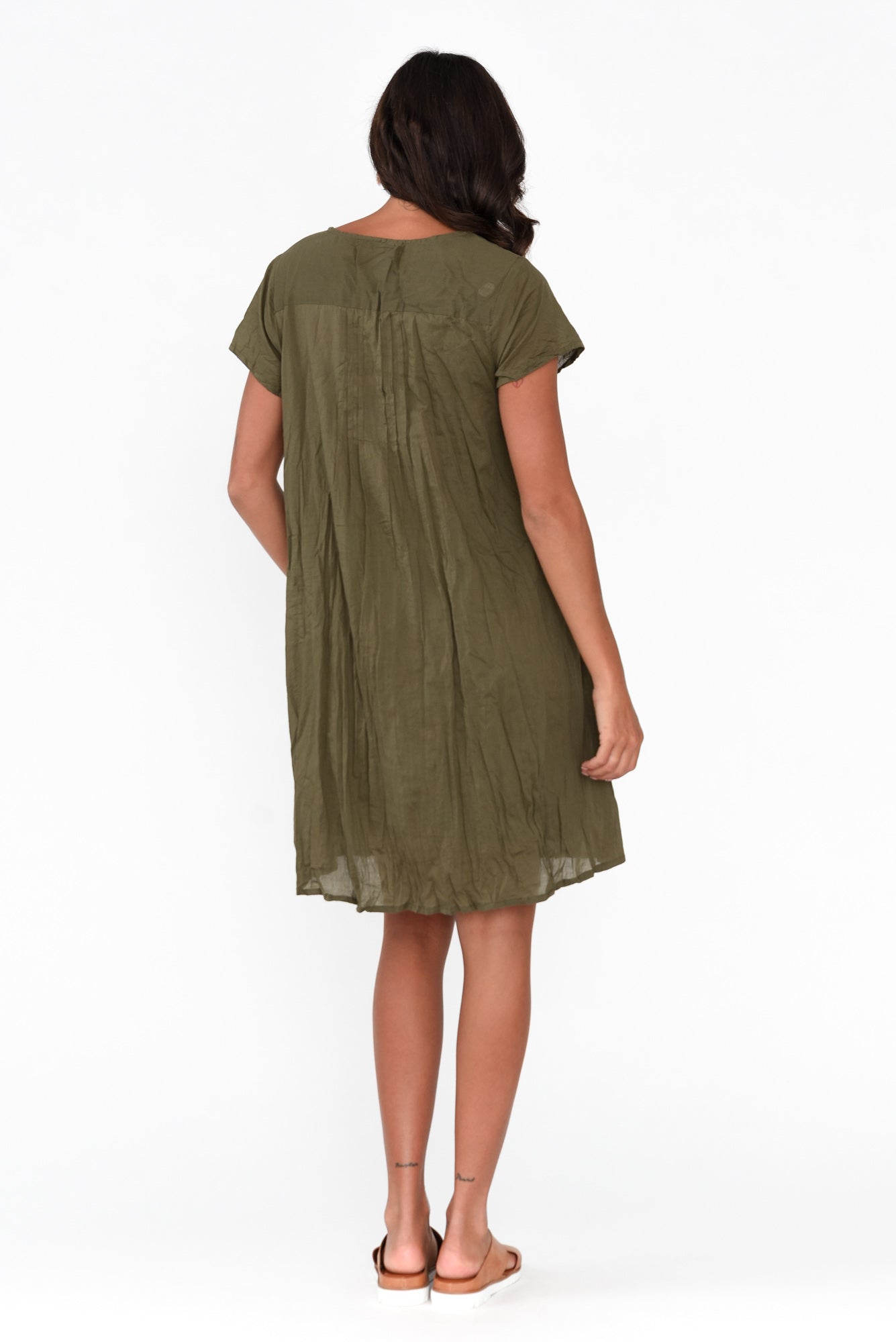 Sabina Sage Crinkle Cotton Dress