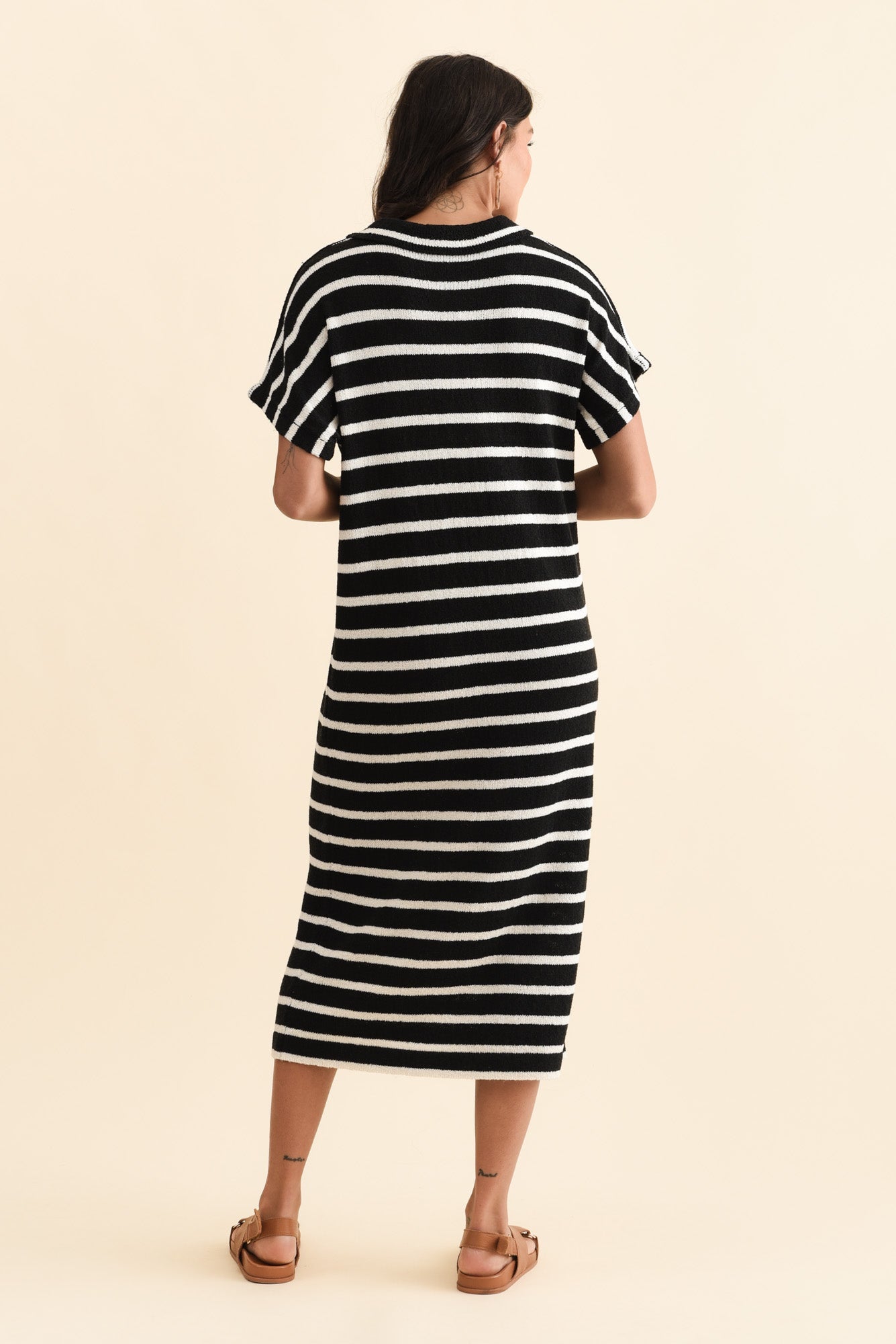 Bradford Black Stripe Knit Polo Dress