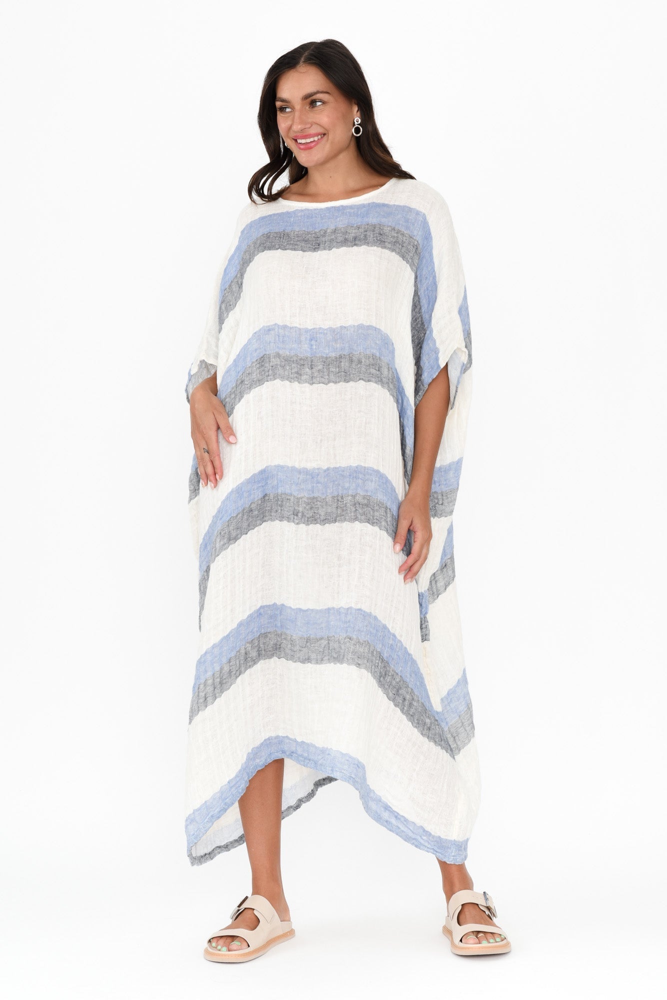 Brinley Navy Stripe Linen Dress