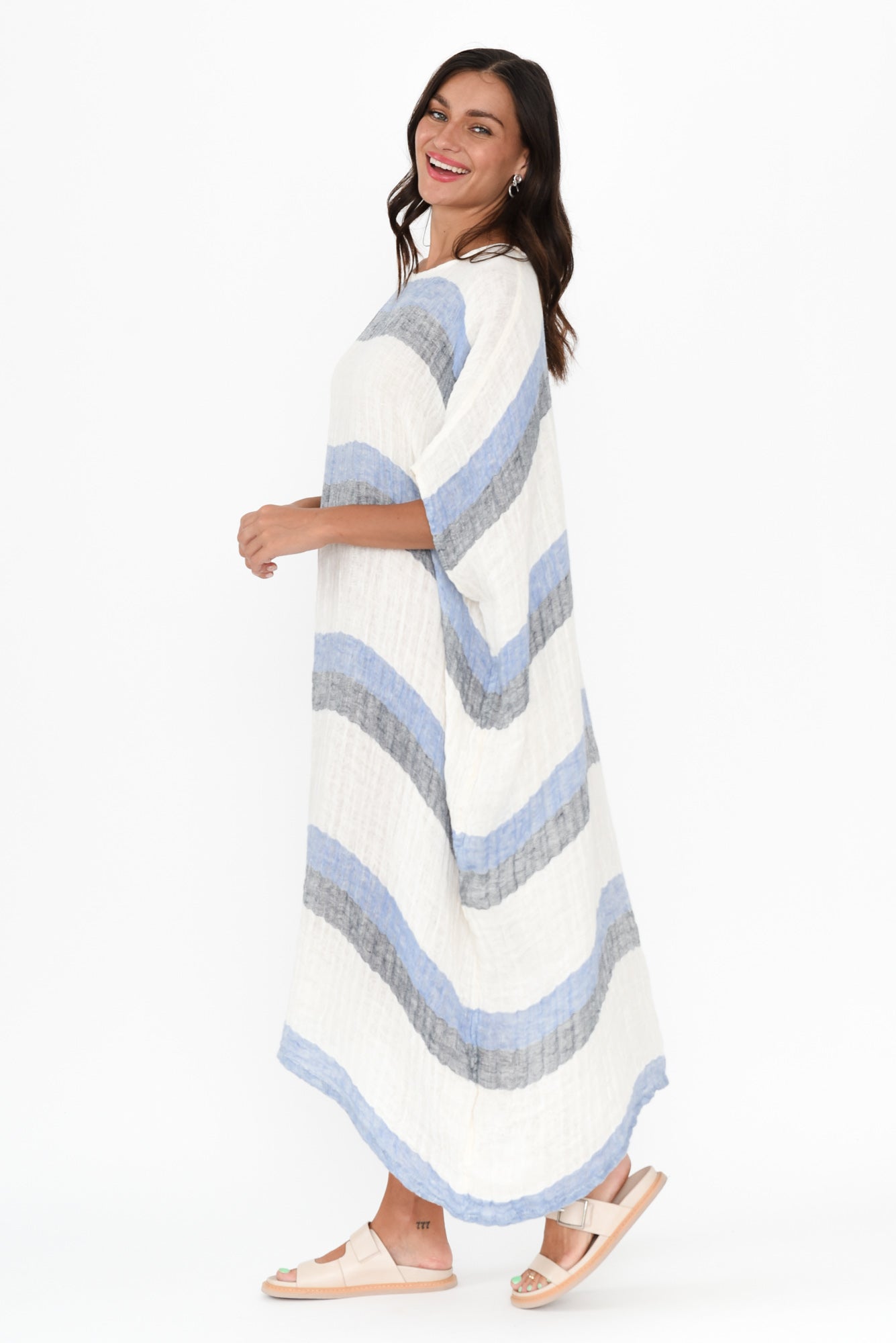 Brinley Navy Stripe Linen Dress