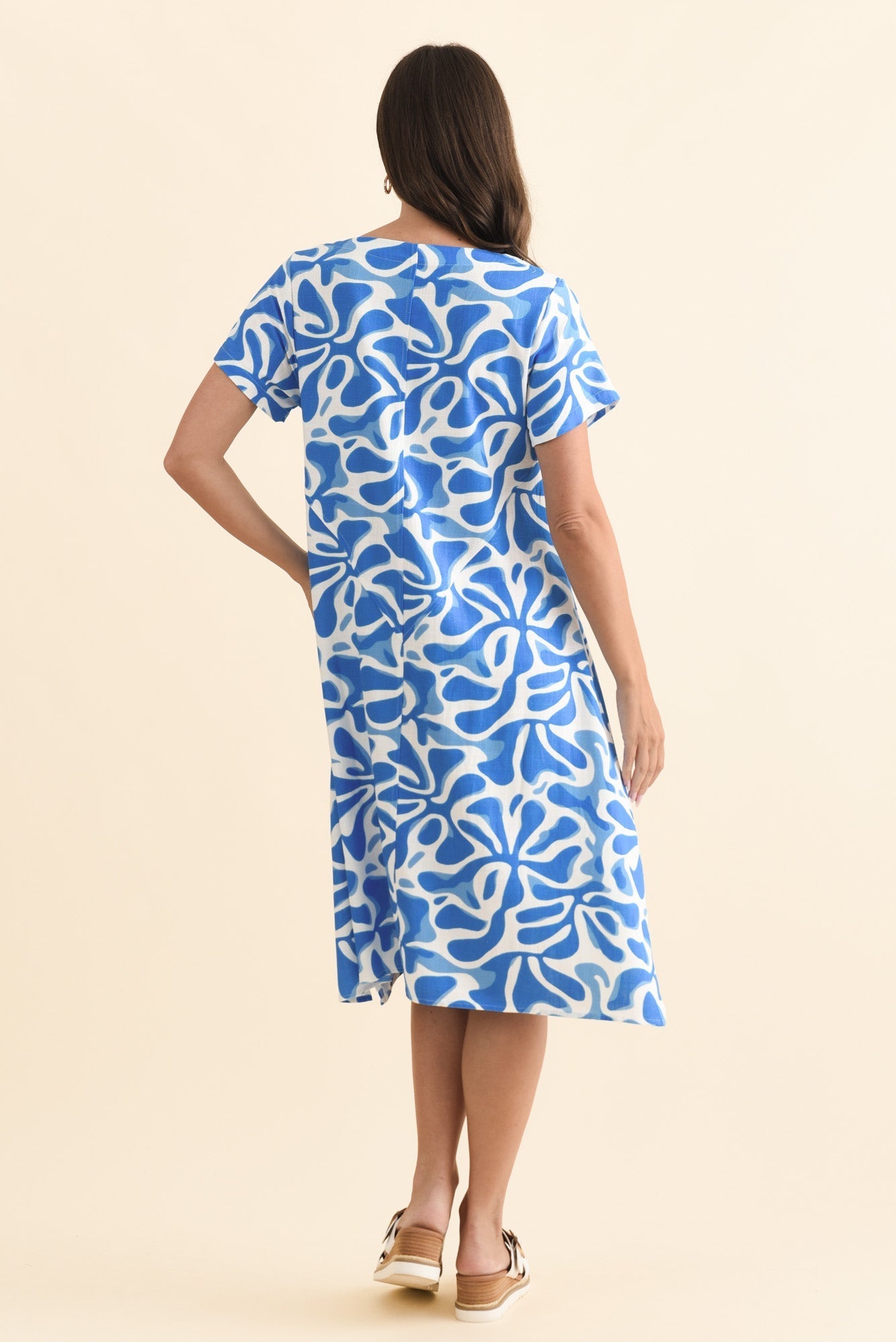Bryant Blue Splash Linen Cotton Dress