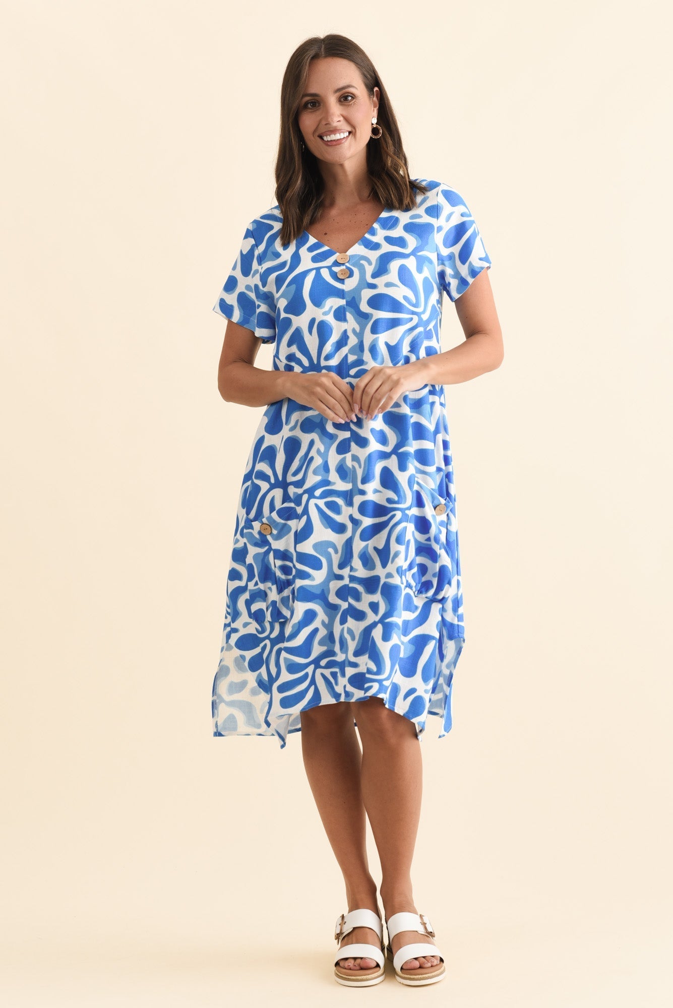 Bryant Blue Splash Linen Cotton Dress