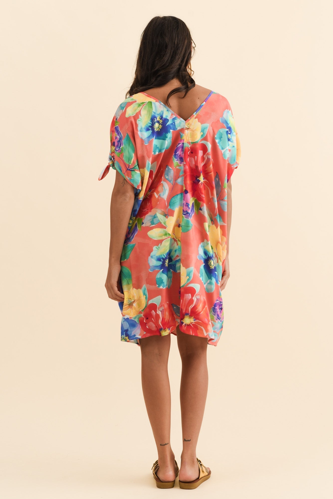 Candice Coral Bloom Cold Shoulder Kaftan