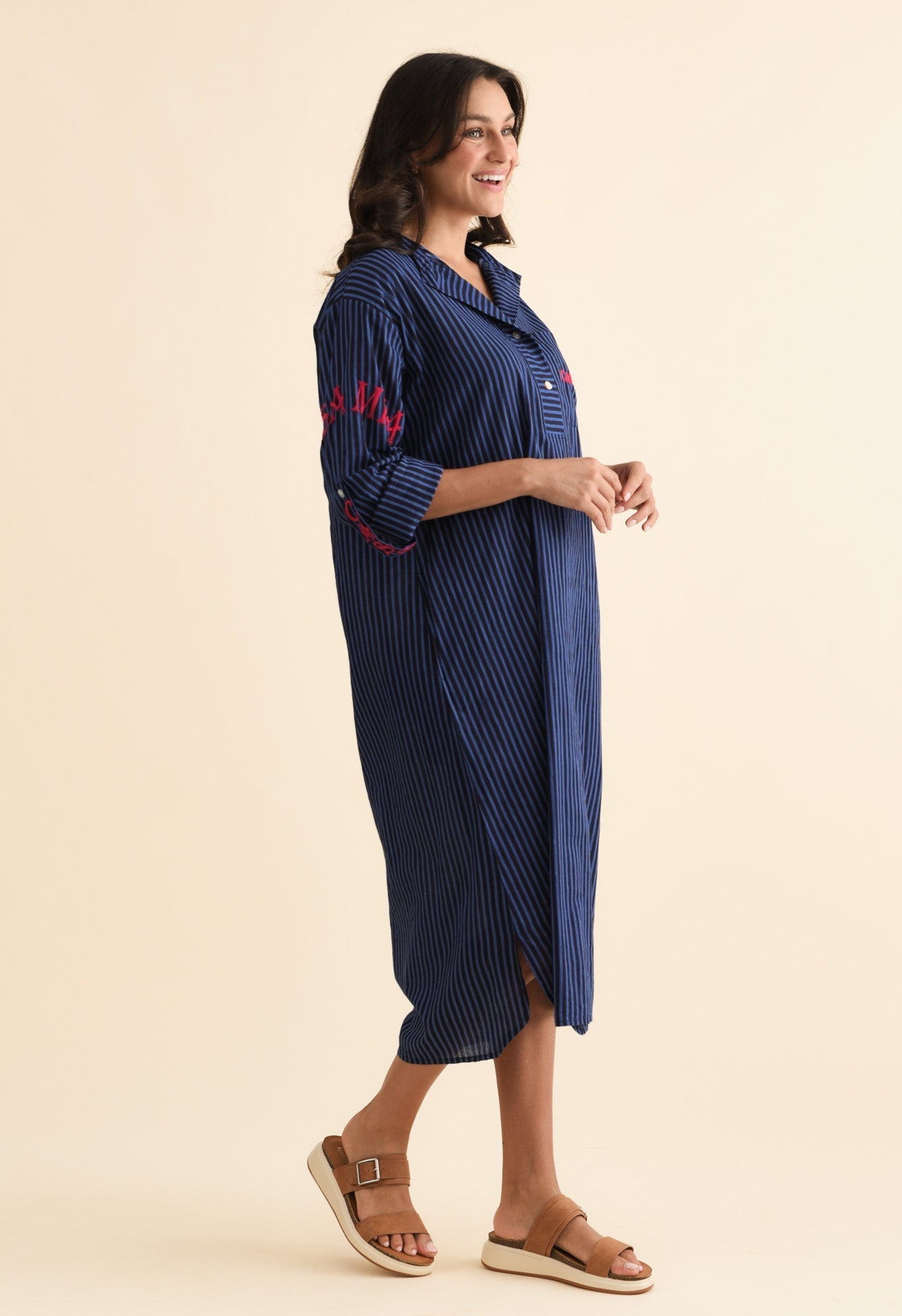 Casa Blue Stripe Cotton Dress