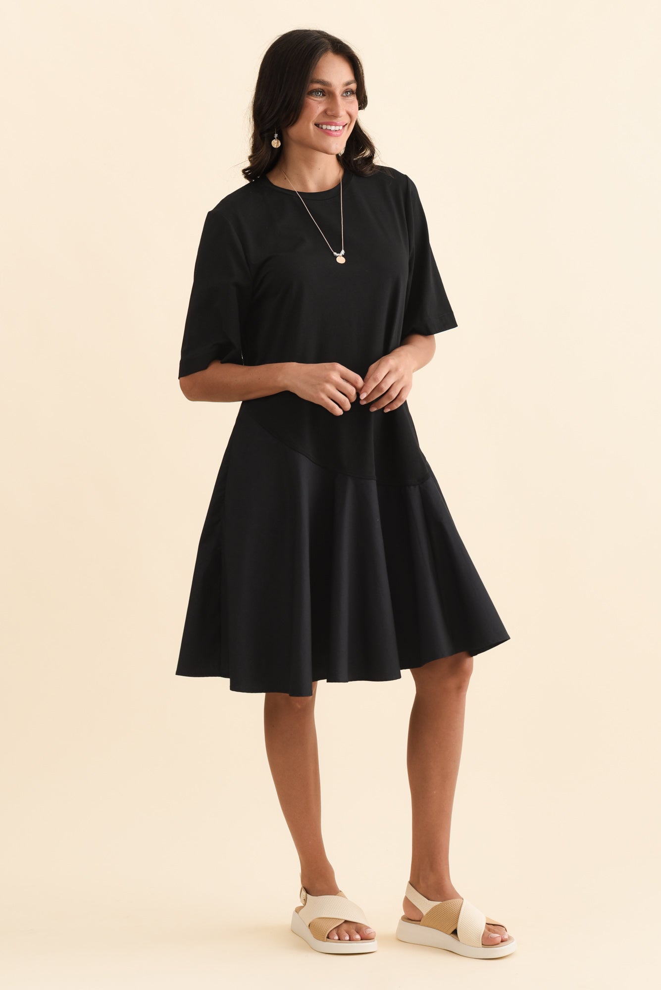 Cassidy Black Cotton Swing Dress
