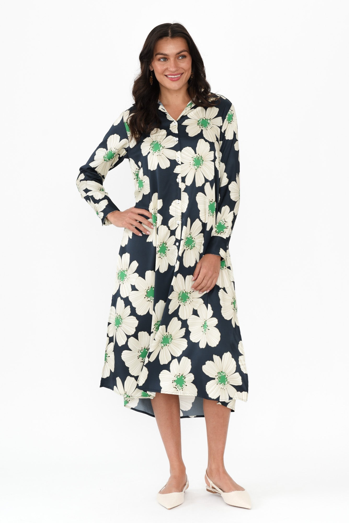 Catrine Navy Floral Shirt Dress