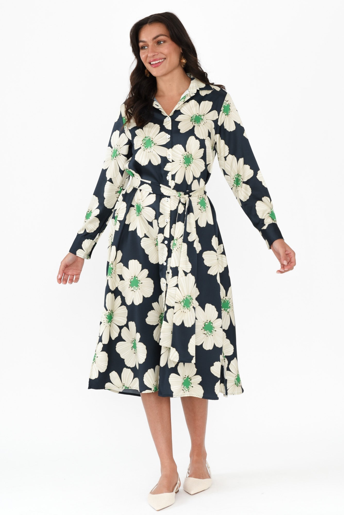 Catrine Navy Floral Shirt Dress