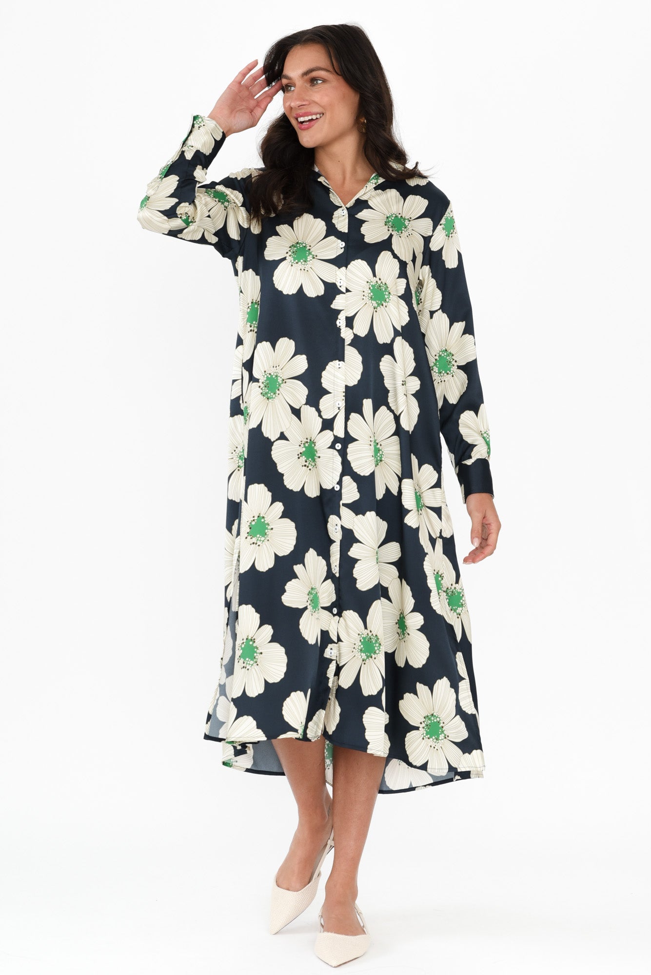 Catrine Navy Floral Shirt Dress