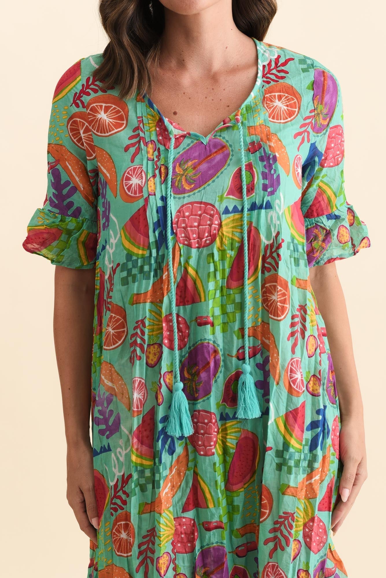 Cayman Blue Fruity Cotton Tunic Dress