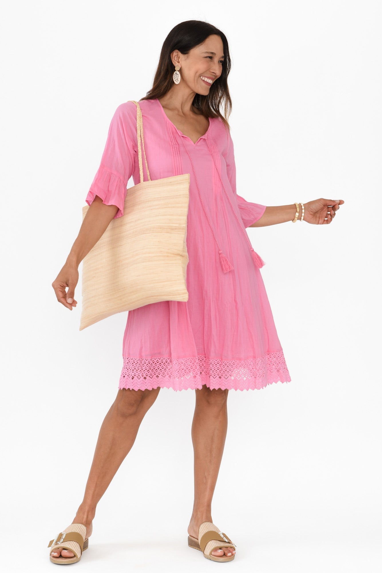 Cayman Bright Pink Cotton Tunic Dress