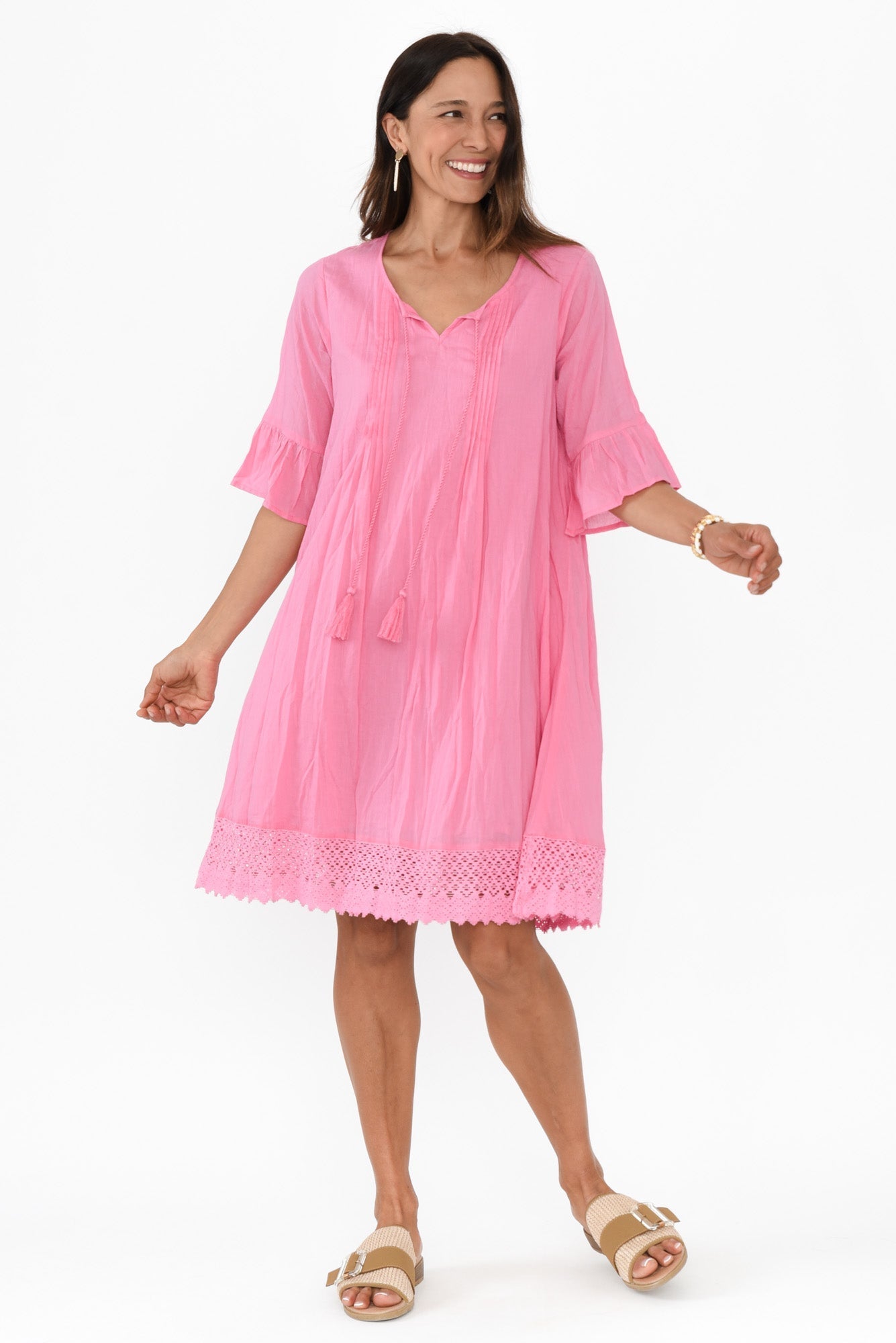 Cayman Bright Pink Cotton Tunic Dress
