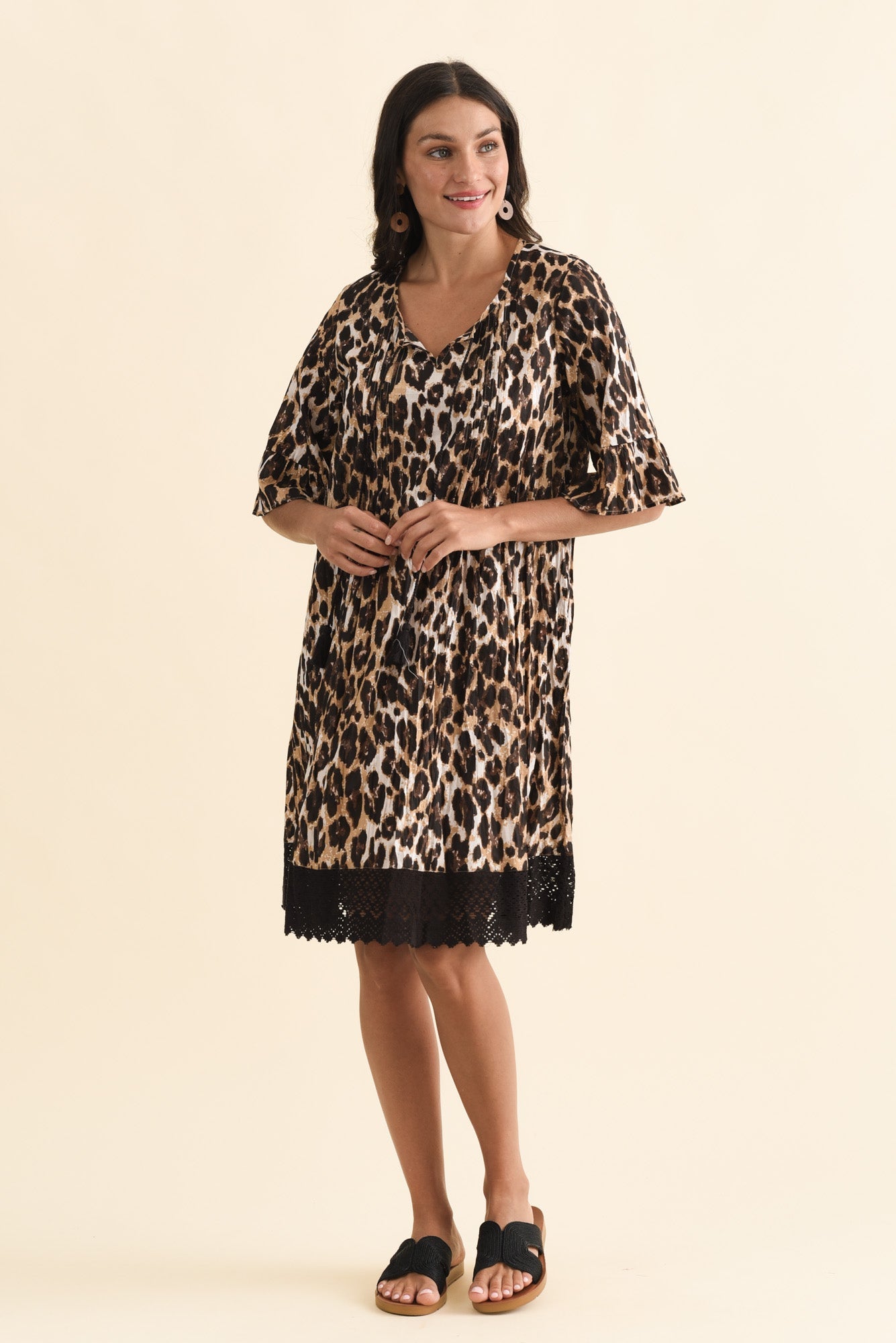 Cayman Brown Leopard Cotton Tunic Dress
