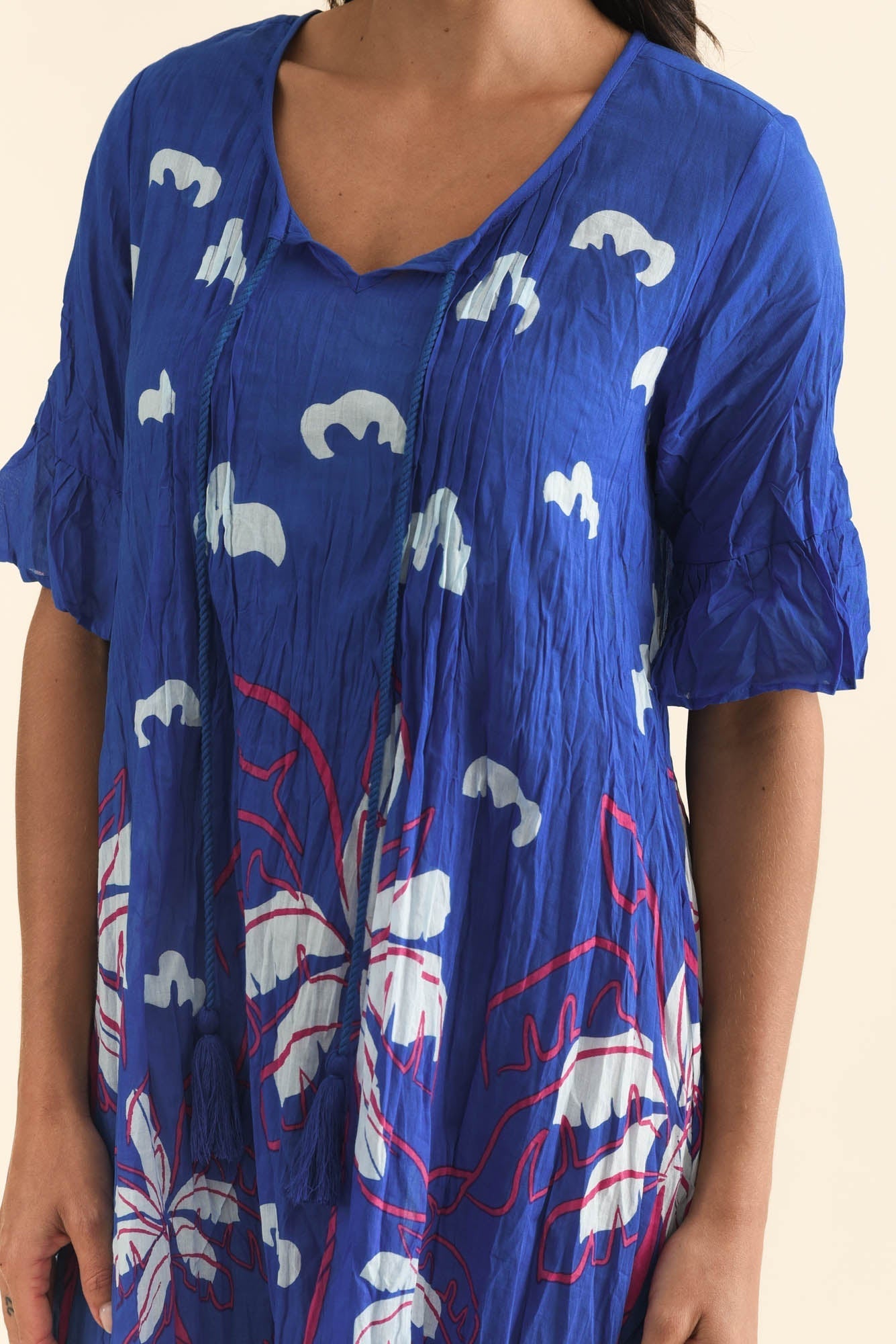 Cayman Cobalt Tropical Cotton Tunic Dress