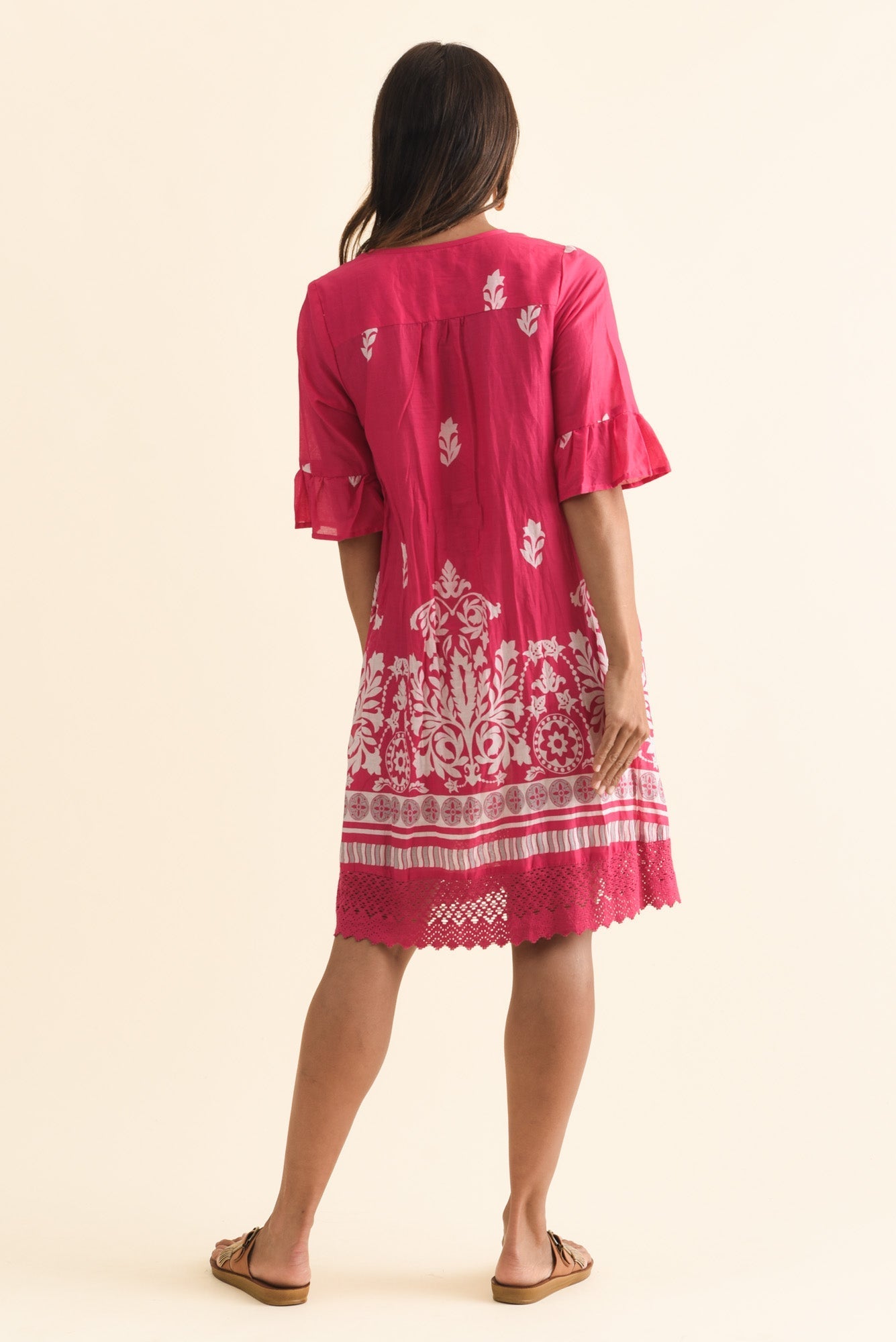 Cayman Fuchsia Abstract Cotton Tunic Dress