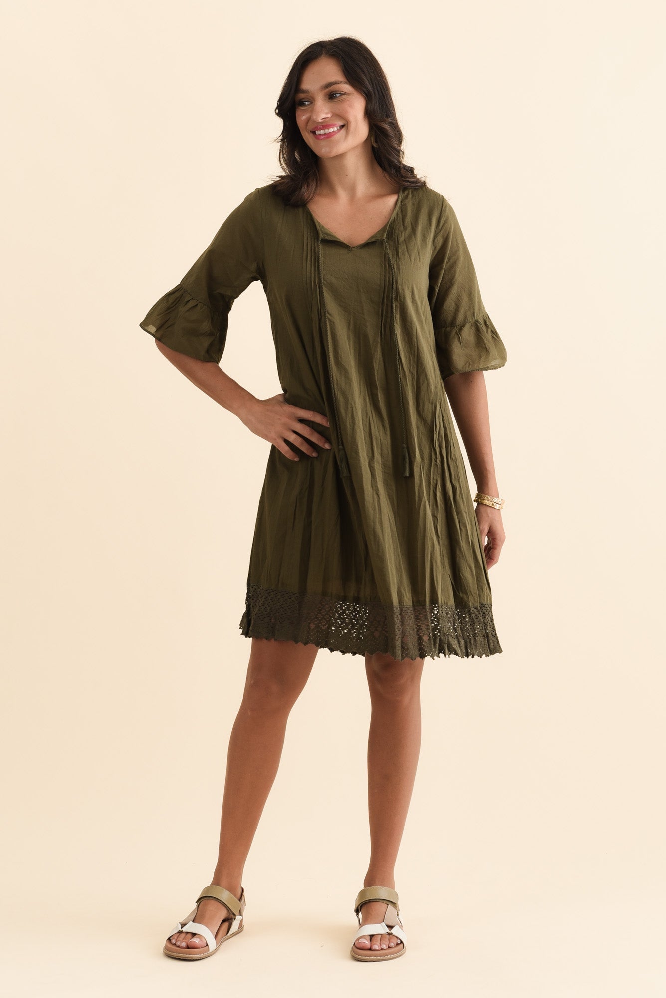 Cayman Khaki Cotton Tunic Dress
