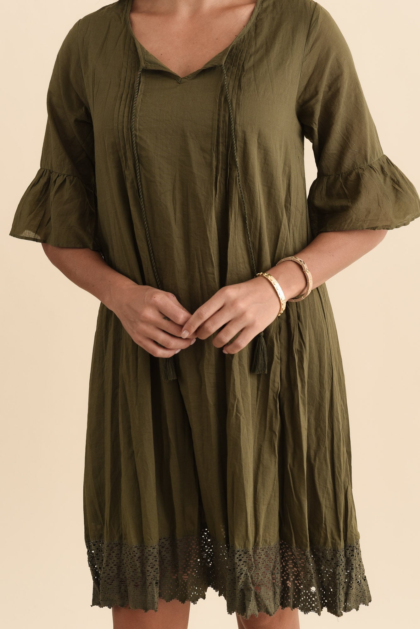 Cayman Khaki Cotton Tunic Dress