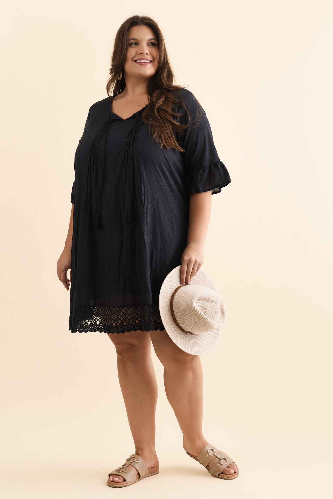 Cayman Navy Cotton Tunic Dress