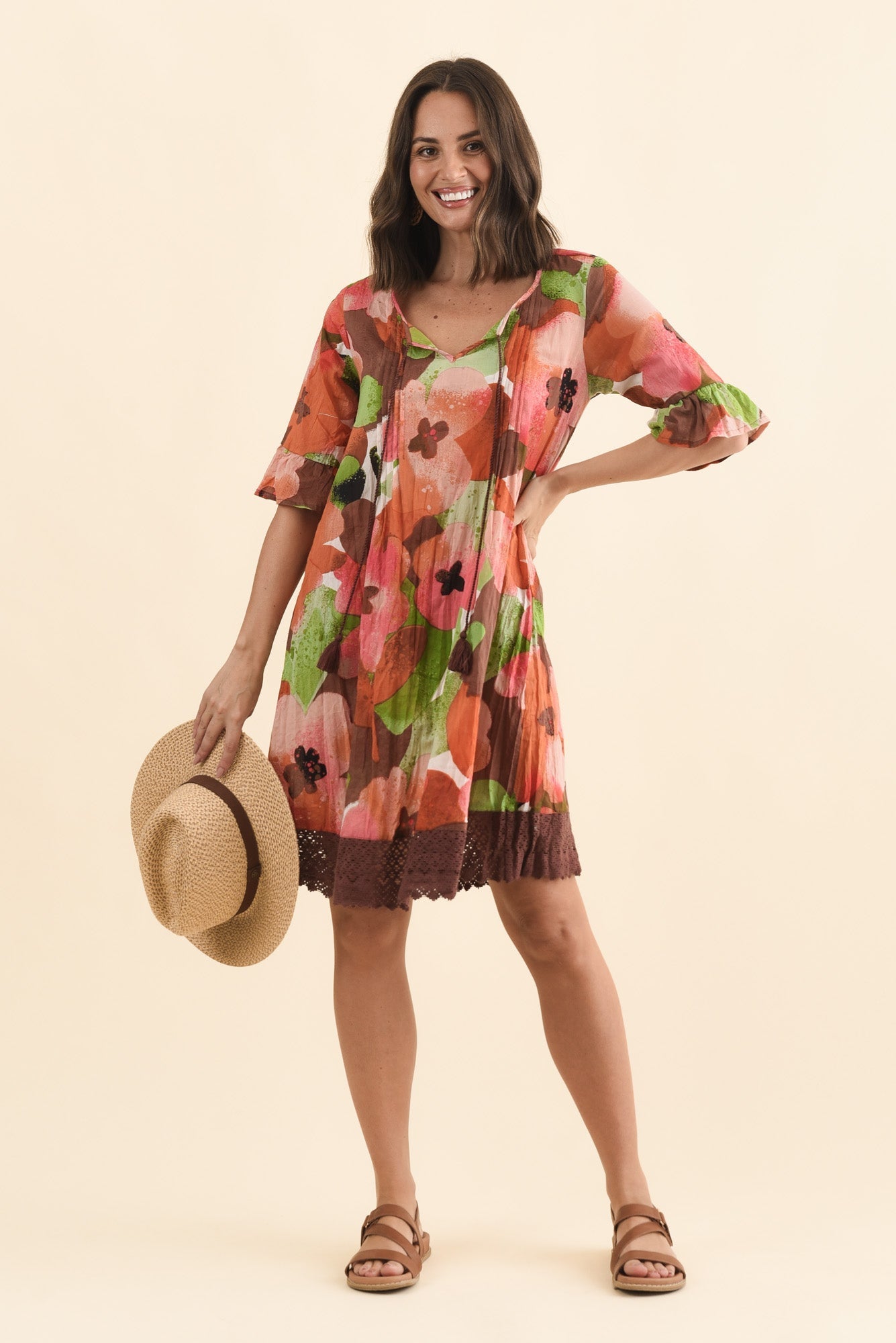 Cayman Pink Floral Cotton Tunic Dress