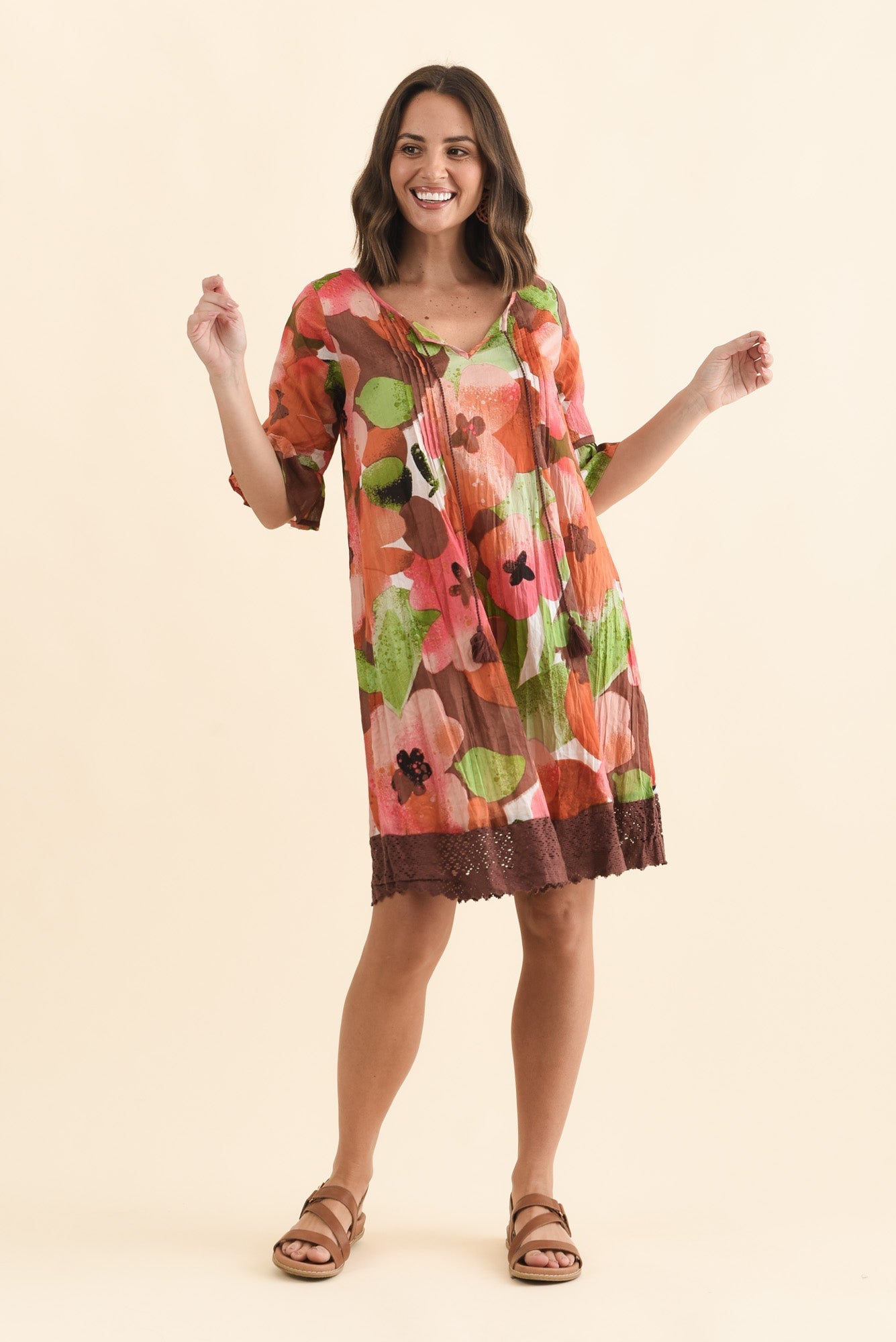 Cayman Pink Floral Cotton Tunic Dress