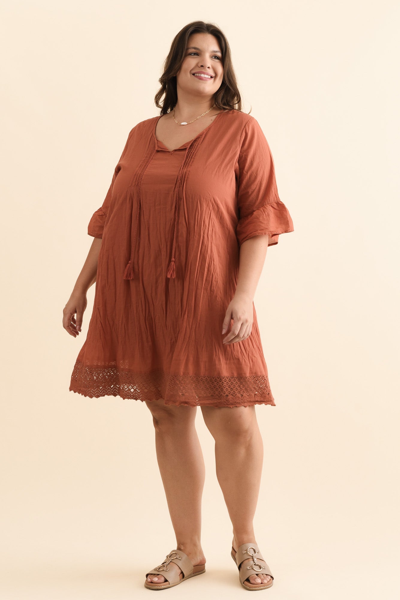 Cayman Rust Cotton Tunic Dress