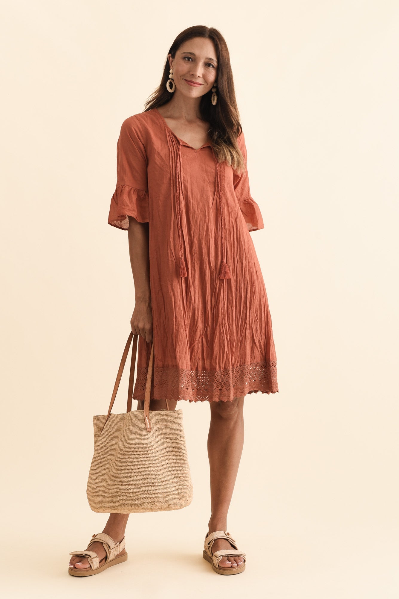 Cayman Rust Cotton Tunic Dress