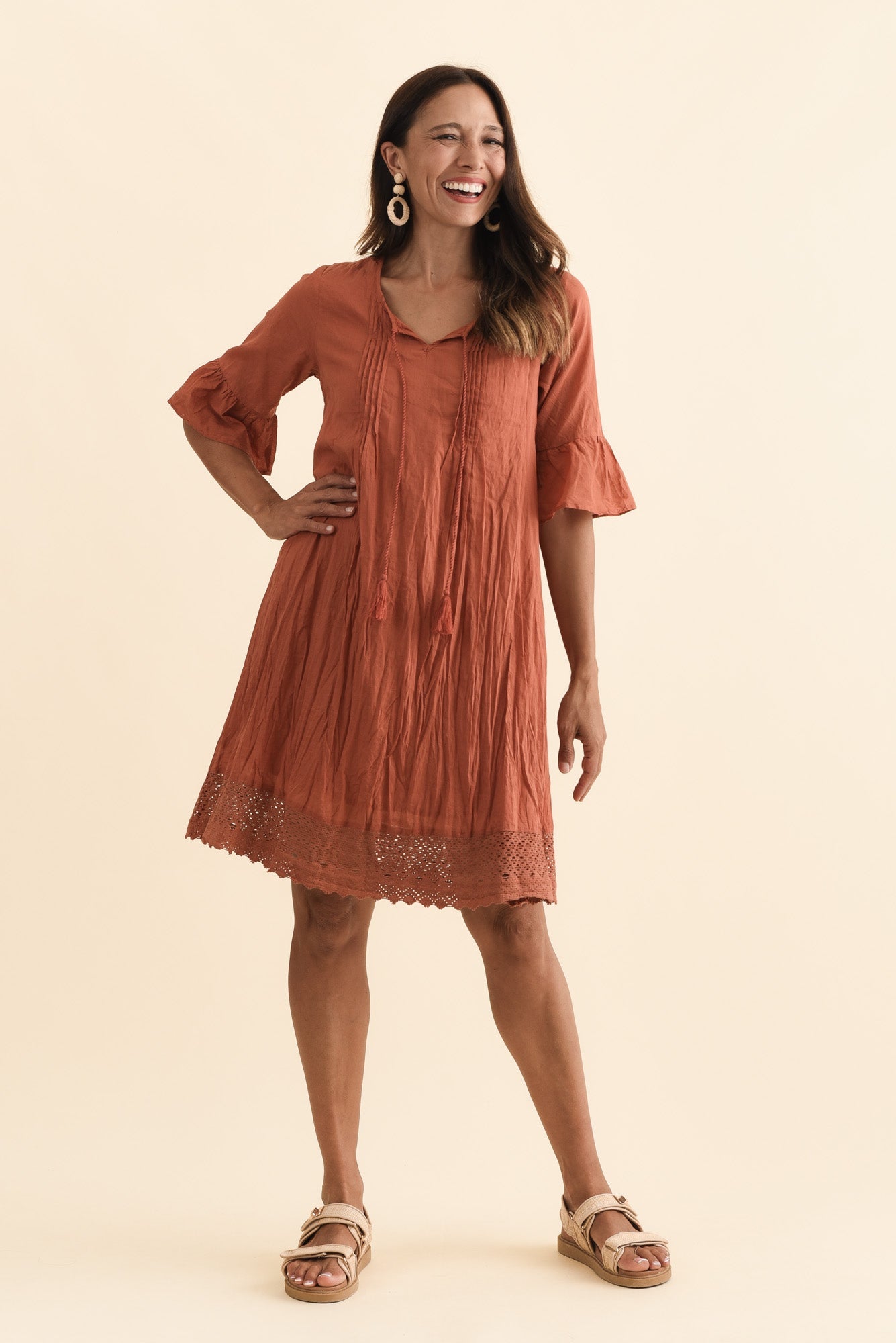Cayman Rust Cotton Tunic Dress