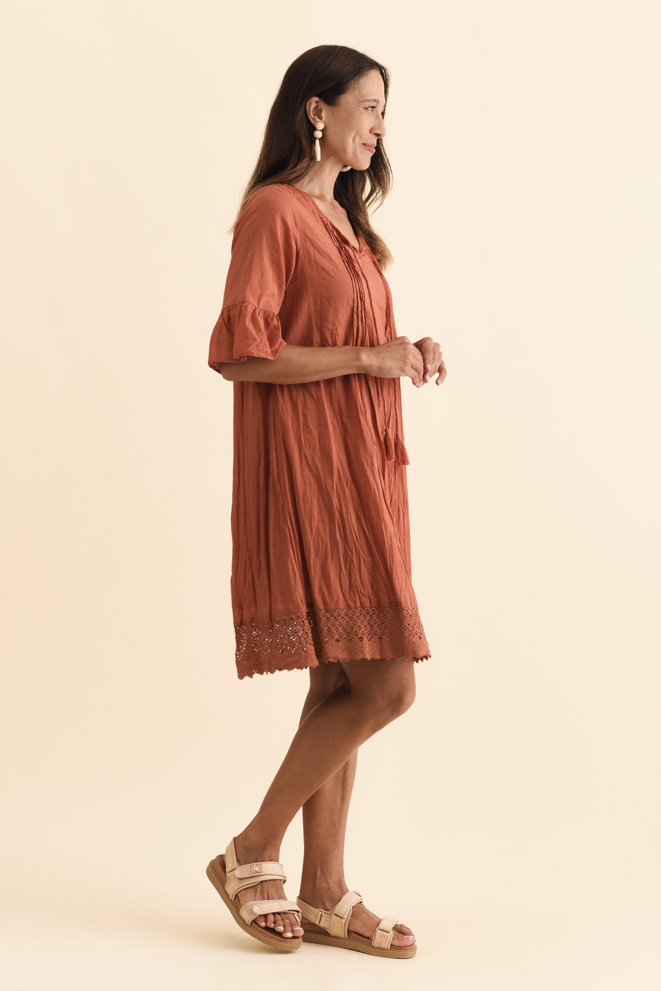Cayman Rust Cotton Tunic Dress