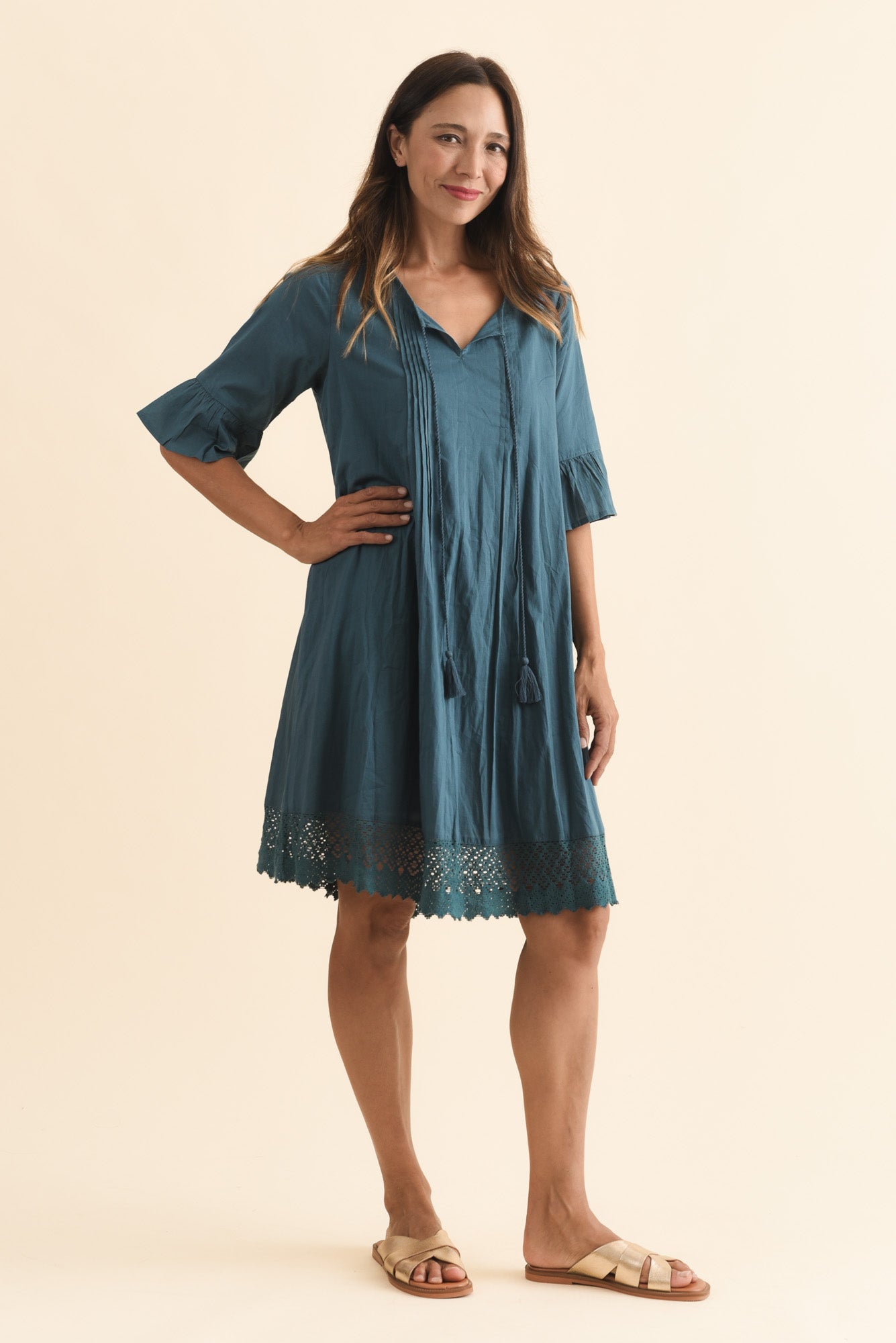 Cayman Teal Cotton Tunic Dress