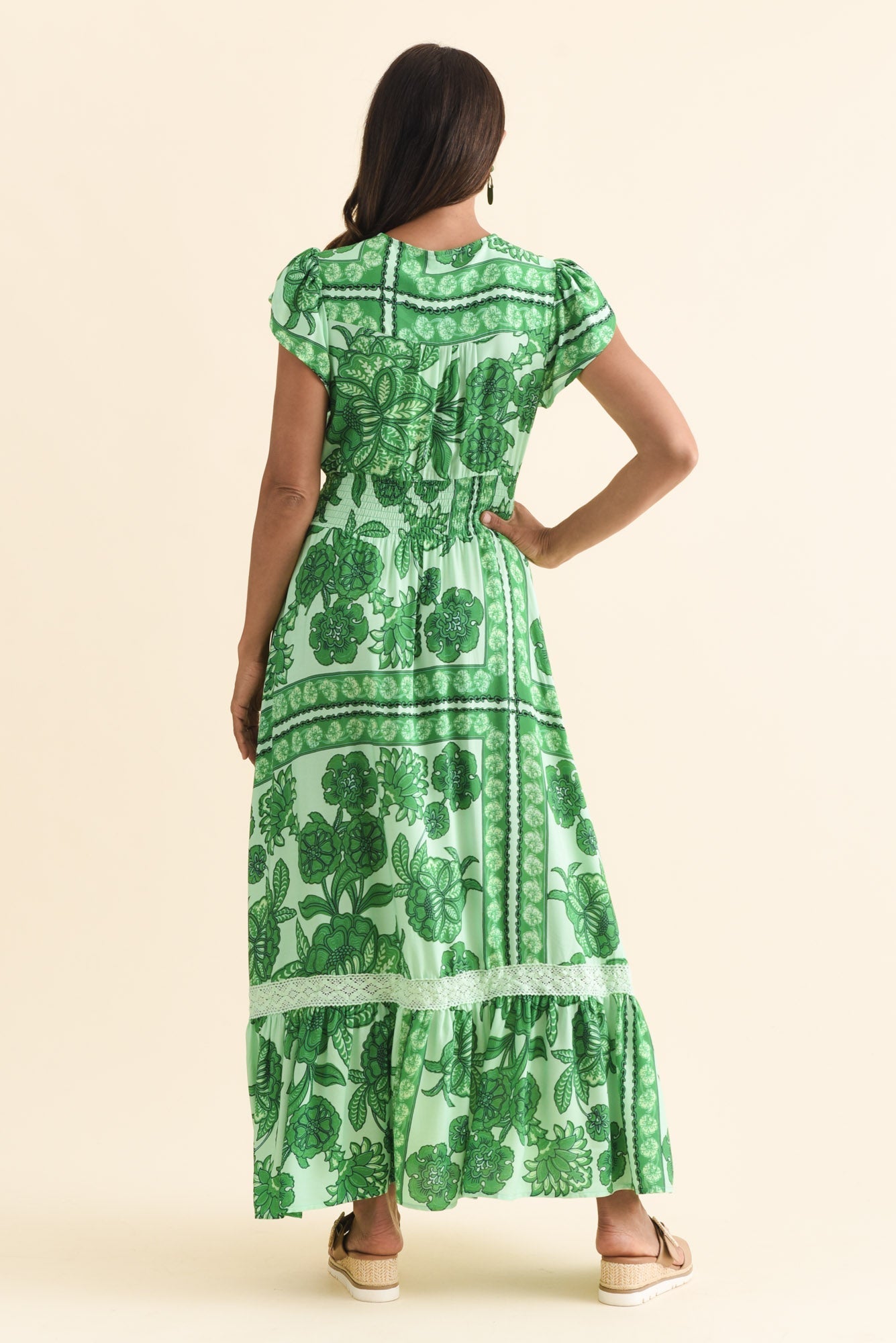 Chappelle Green Garden Button Dress