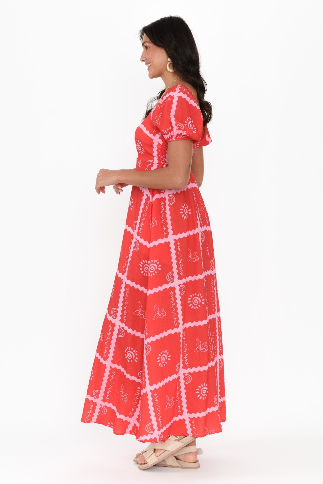 Charlotte Red Tile Maxi Dress