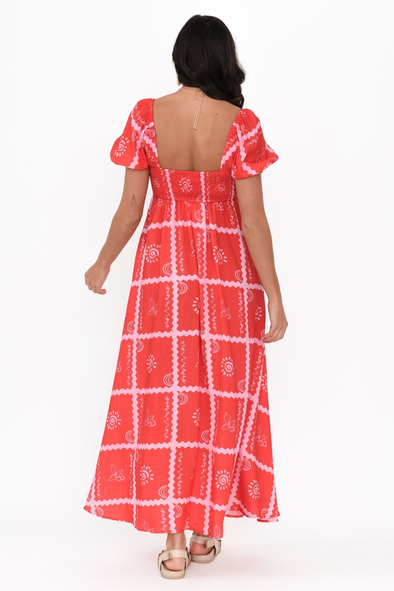 Charlotte Red Tile Maxi Dress