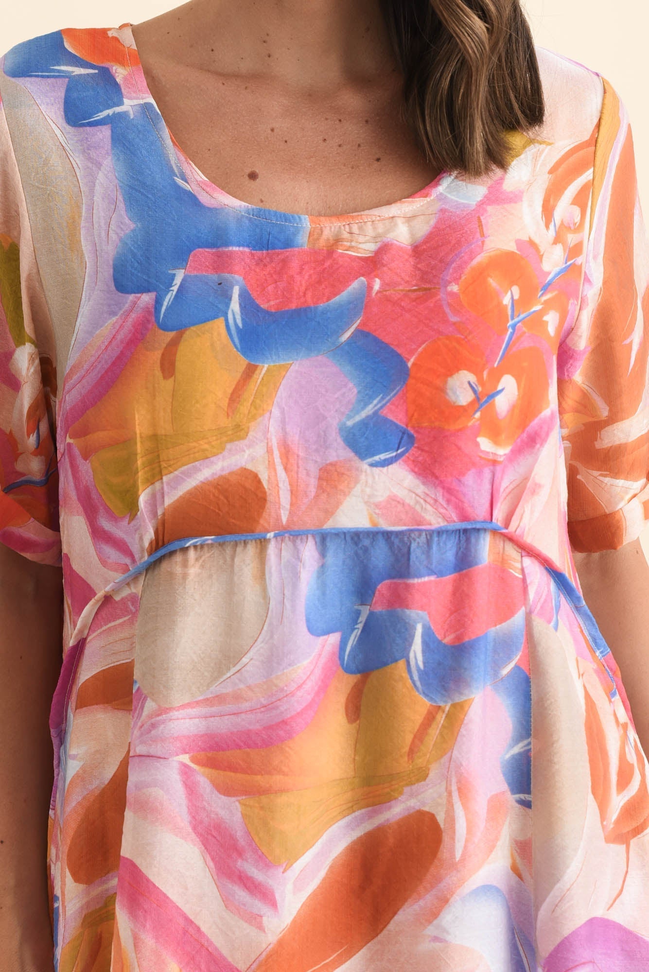Christie Orange Floral Pocket Dress