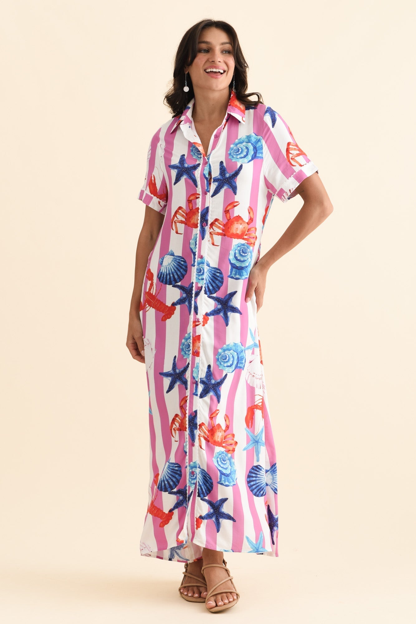 Corine Pink Beach Tie Dress