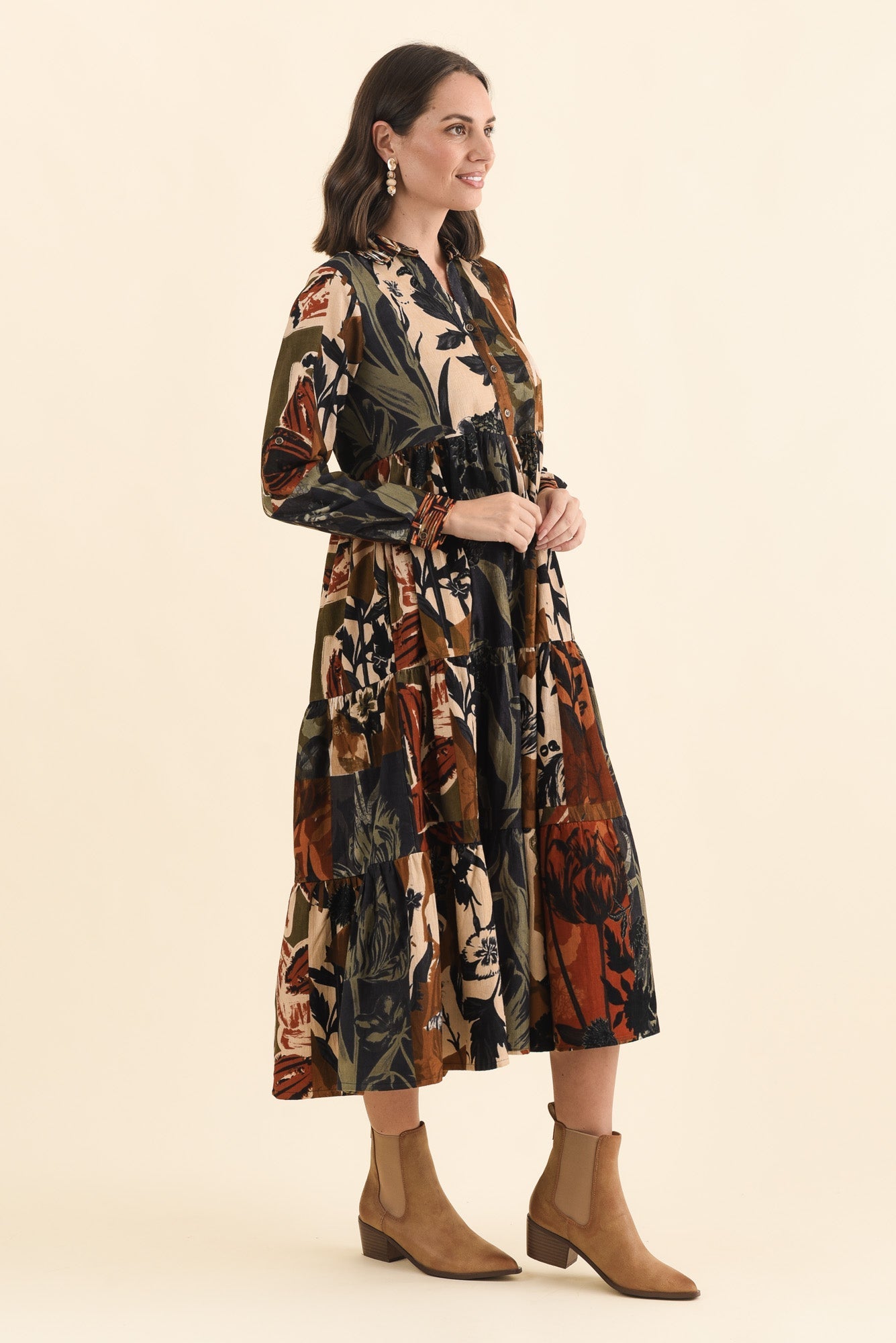 Crowne Orange Floral Cotton Pocket Dress