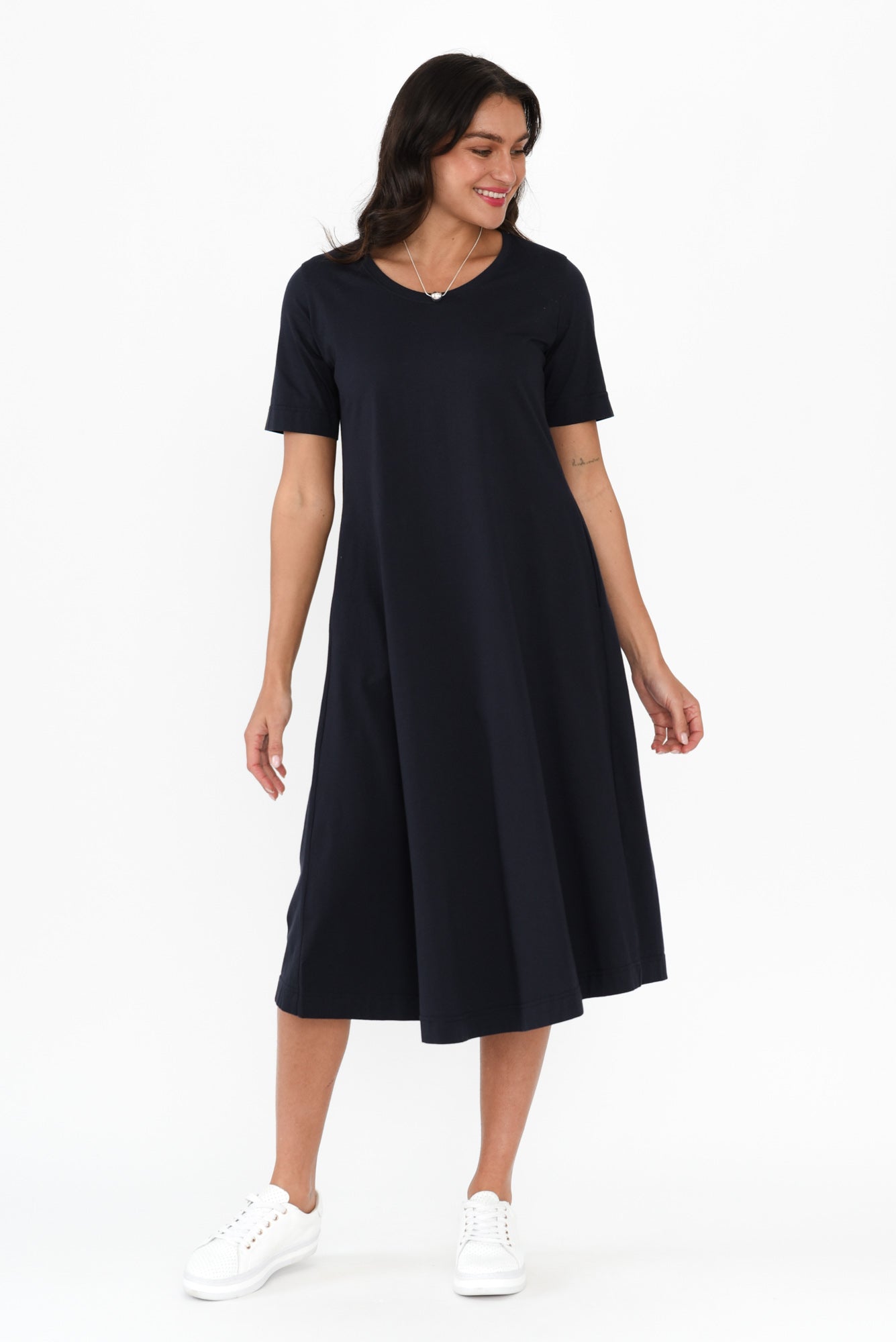 Cynthia Navy Cotton Tee Dress