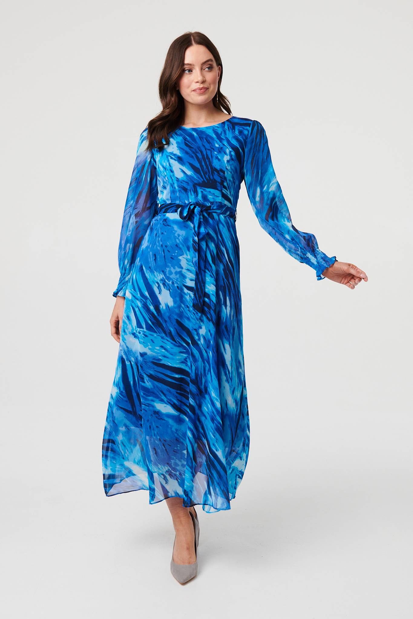 Abstract Semi Sheer Layered Maxi Dress Back View