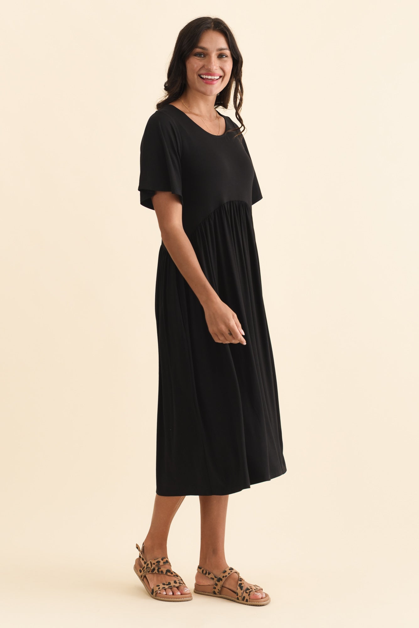 Dalton Black Crescent Dress Side View