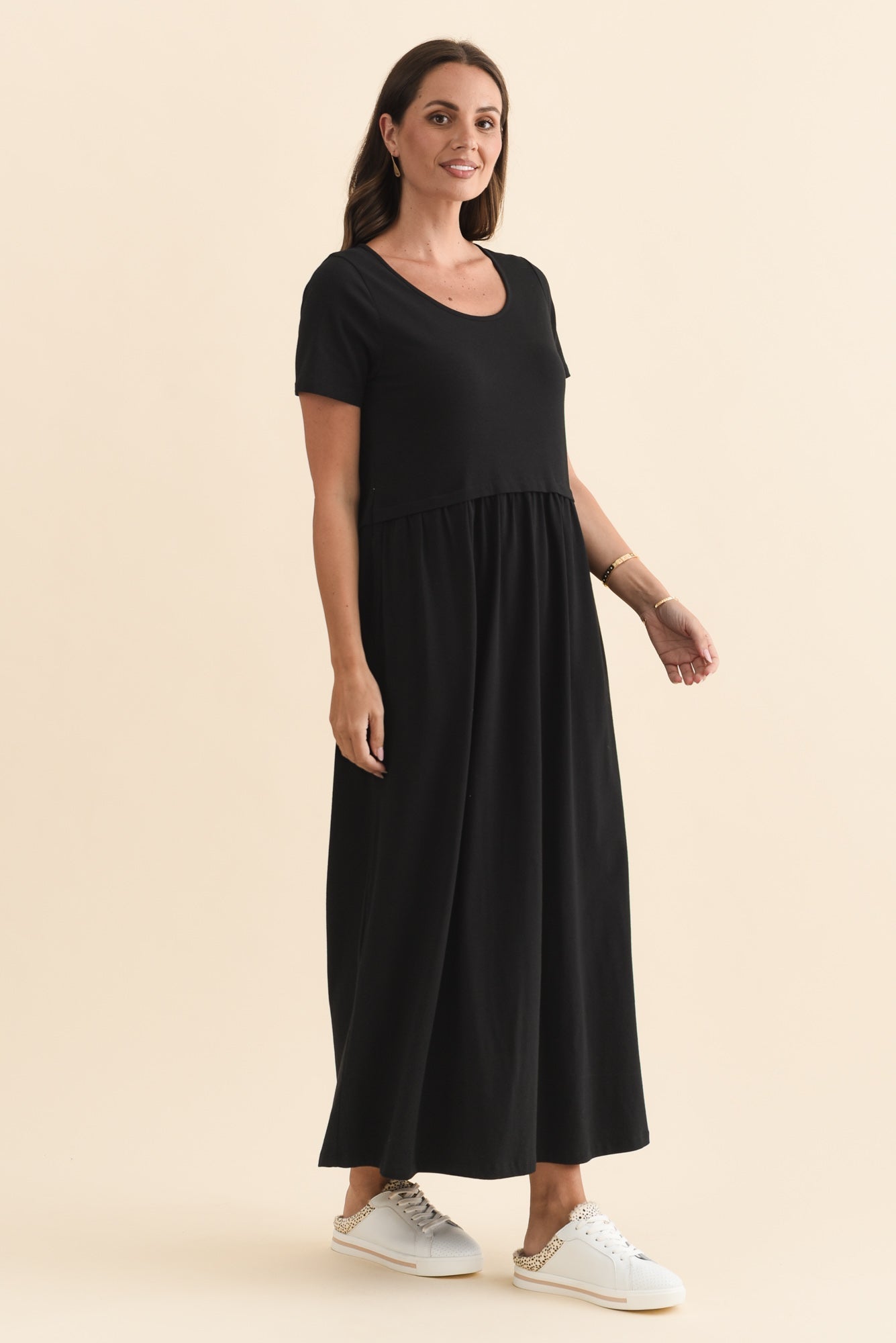 Deidra Black Cotton Pocket Dress