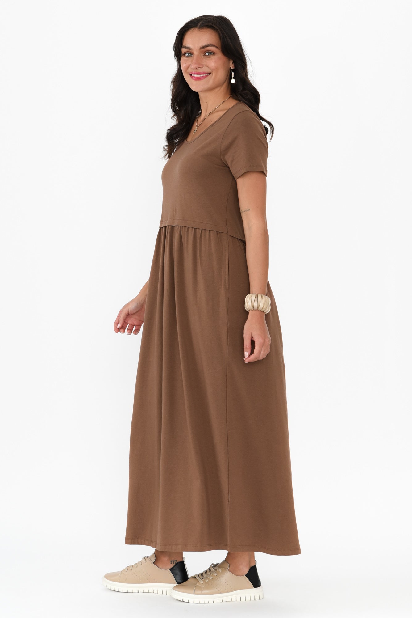 Deidra Chocolate Cotton Pocket Dress