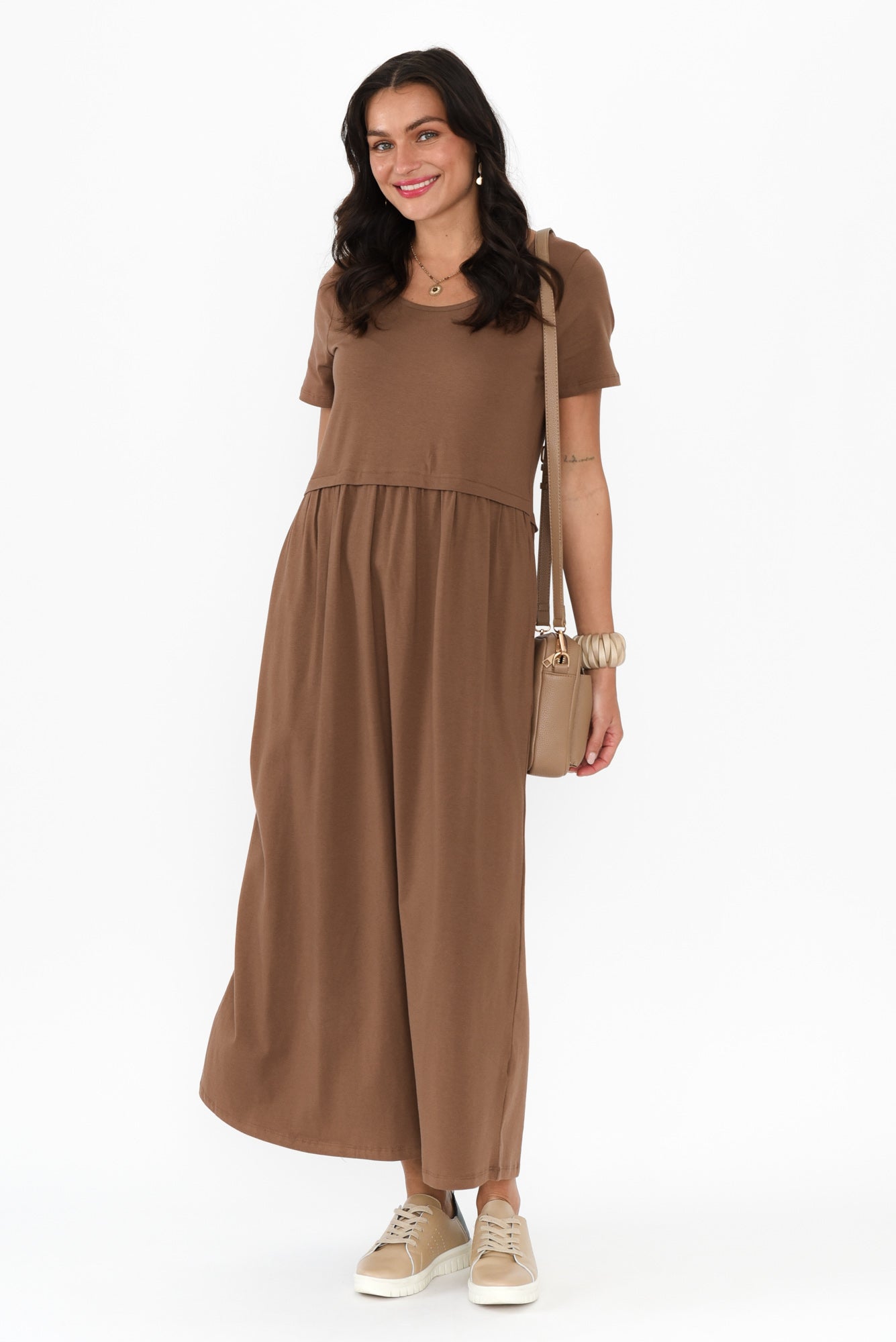 Deidra Chocolate Cotton Pocket Dress