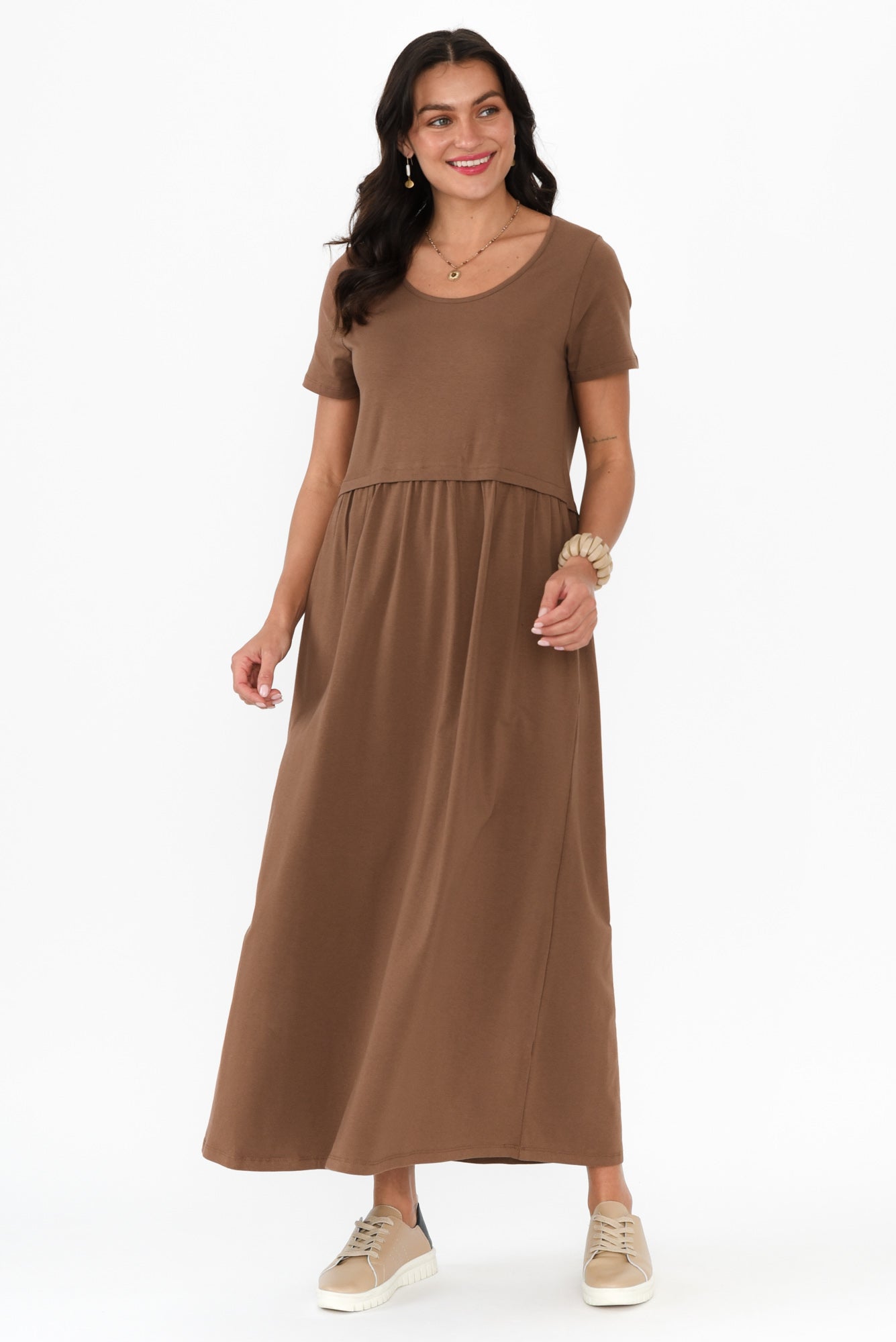 Deidra Chocolate Cotton Pocket Dress