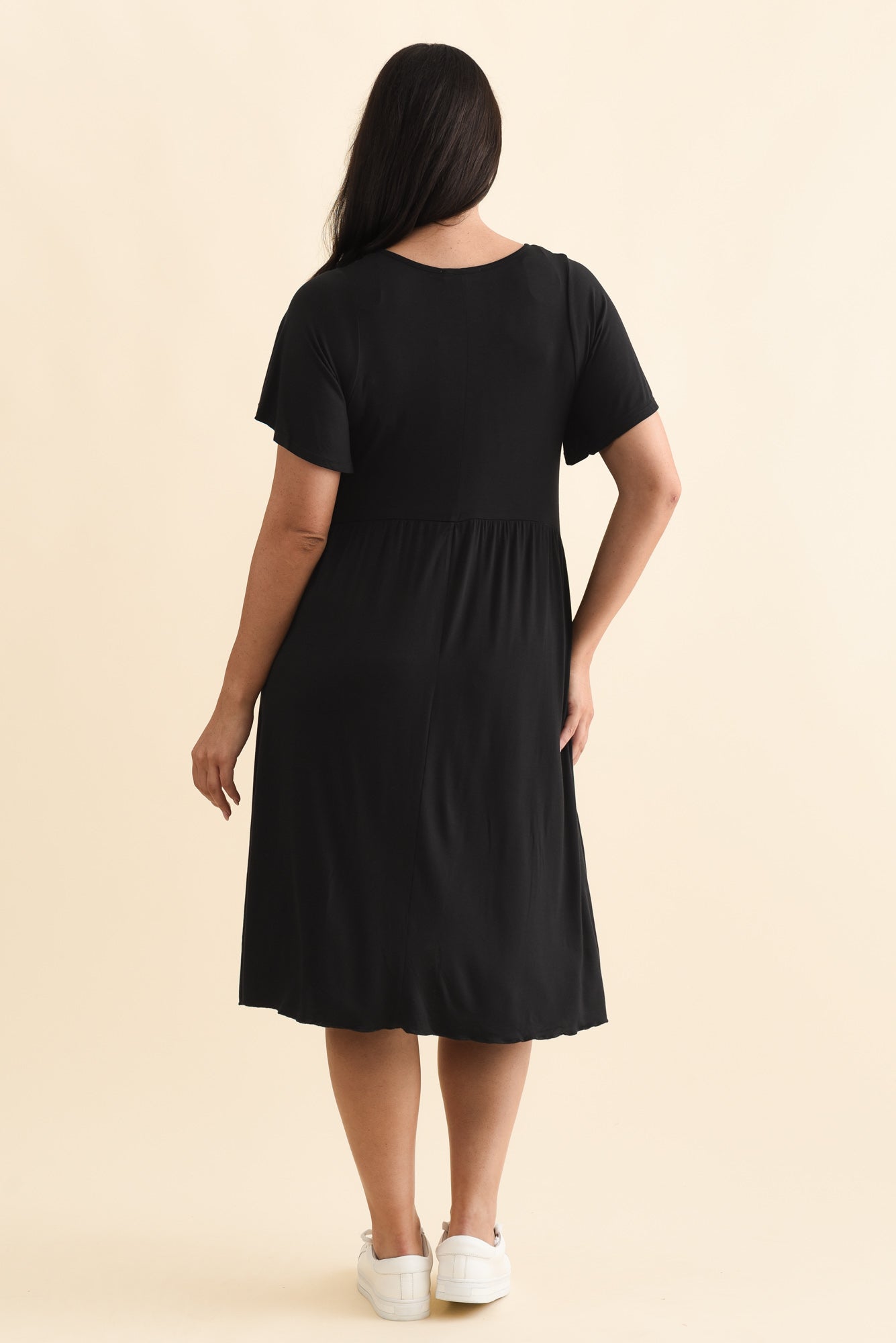 Donna Black Gathered Dress