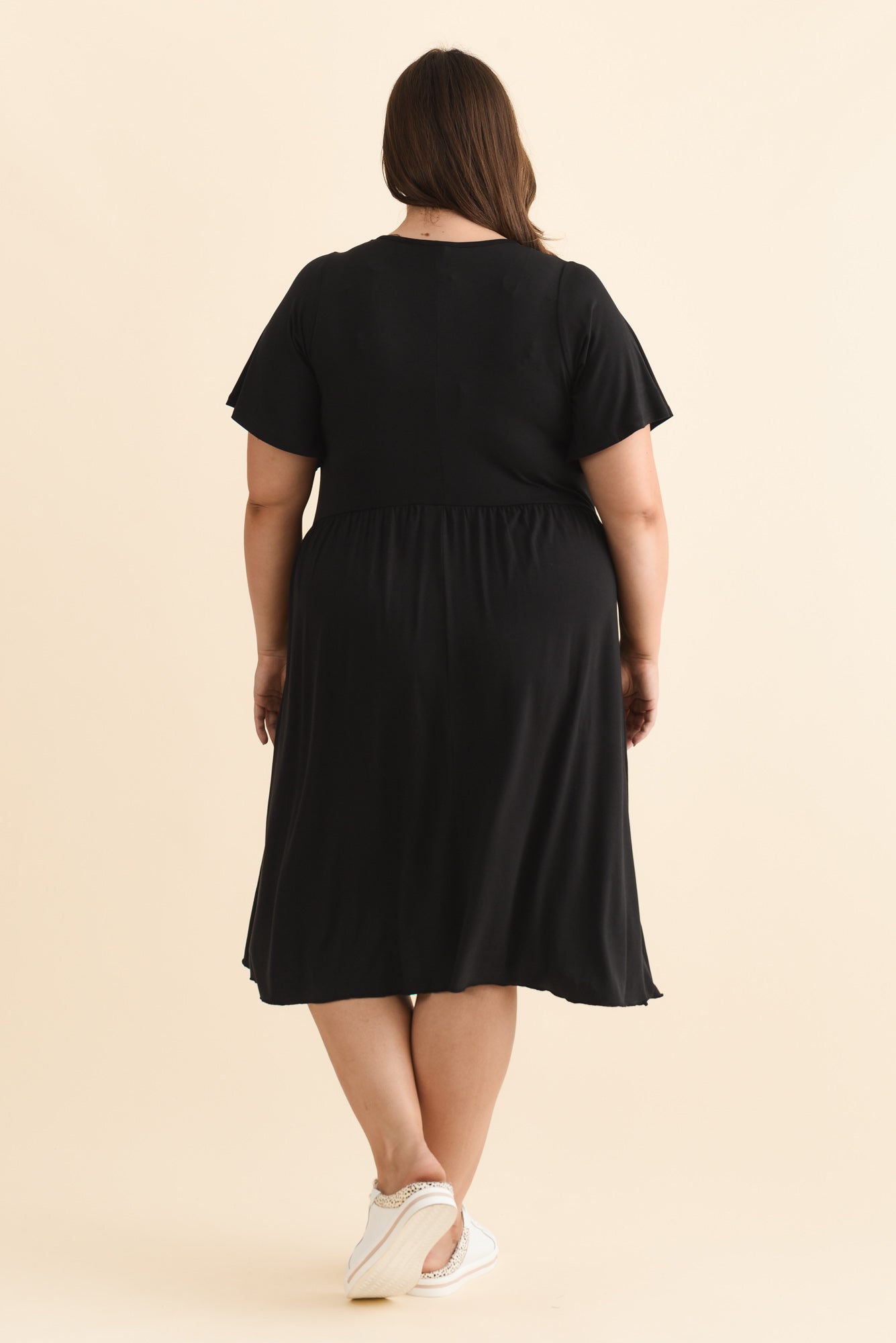 Donna Black Gathered Dress