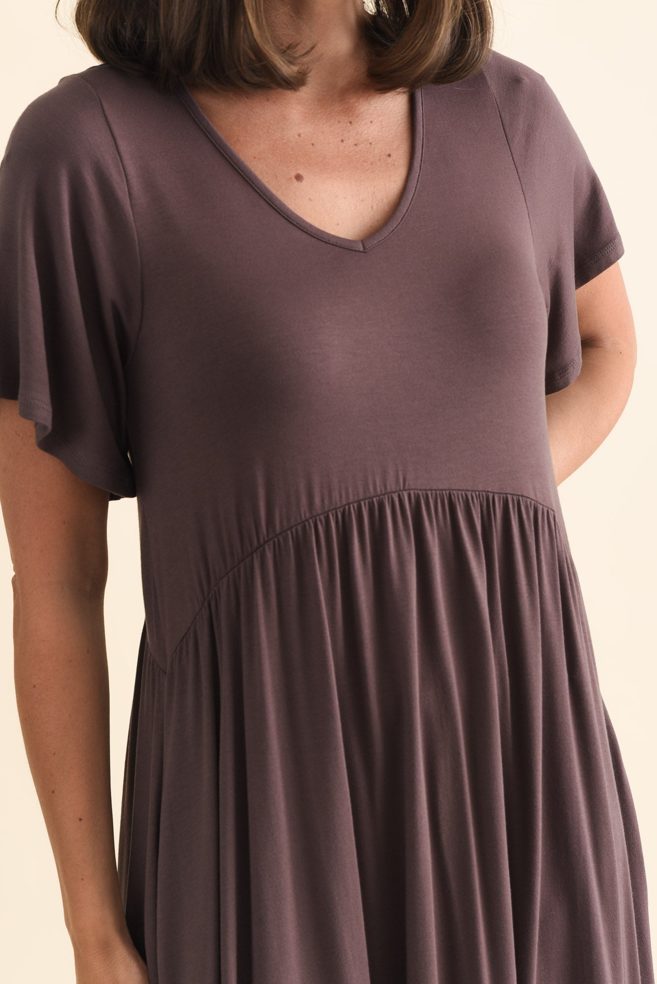 Donna Brown Gathered Dress