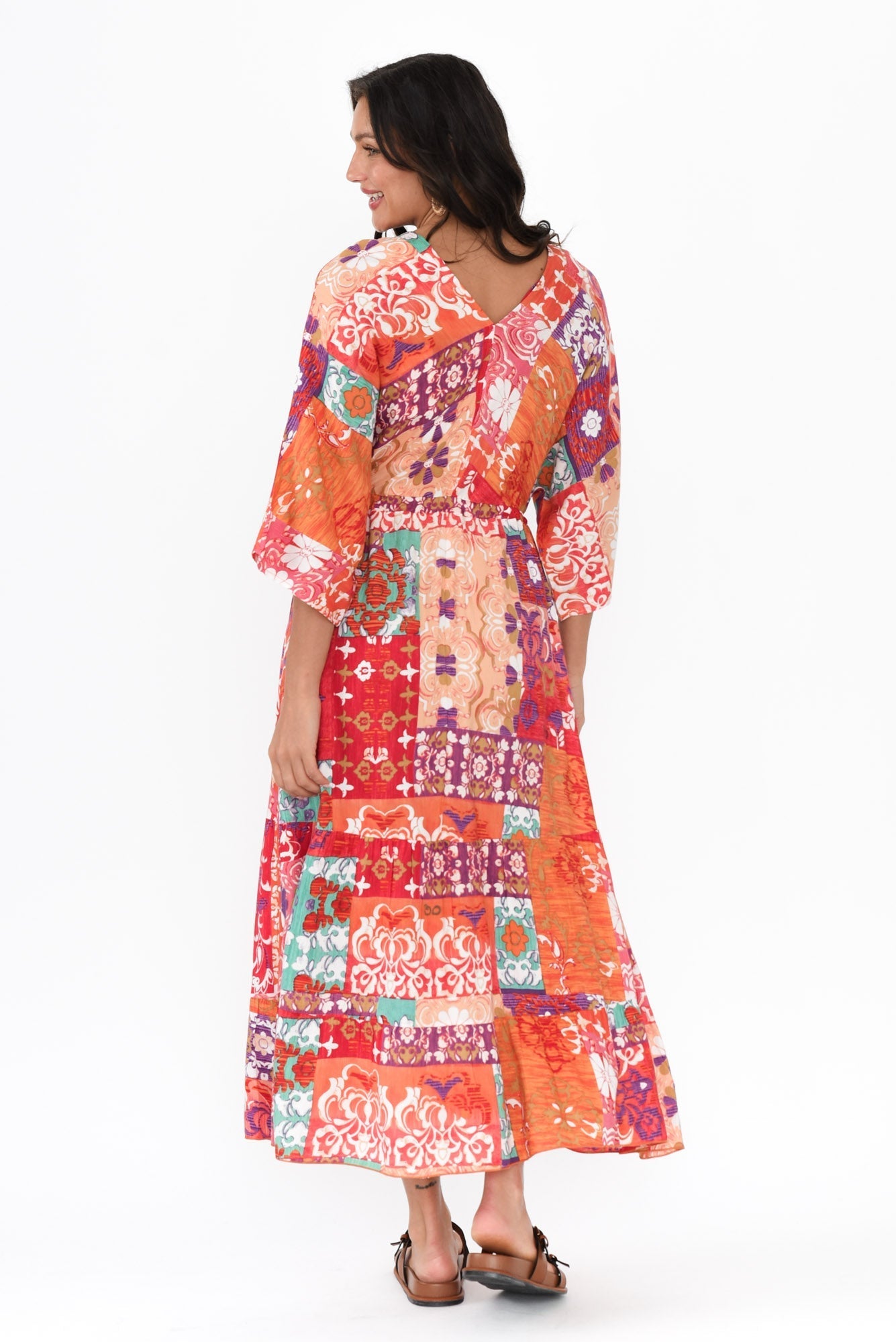 Dorothy Red Mosaic V Neck Dress